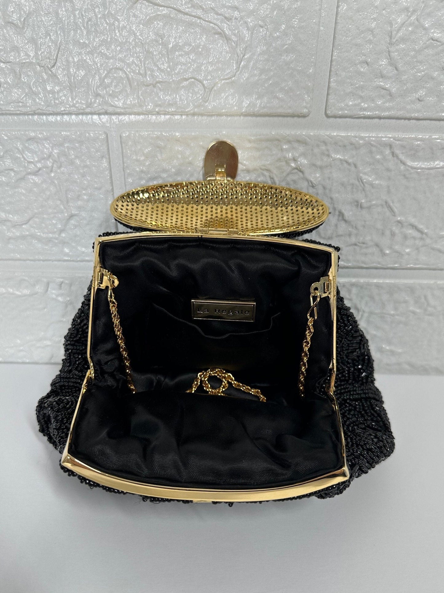 Vintage Black Beaded Handbag by La Regale.