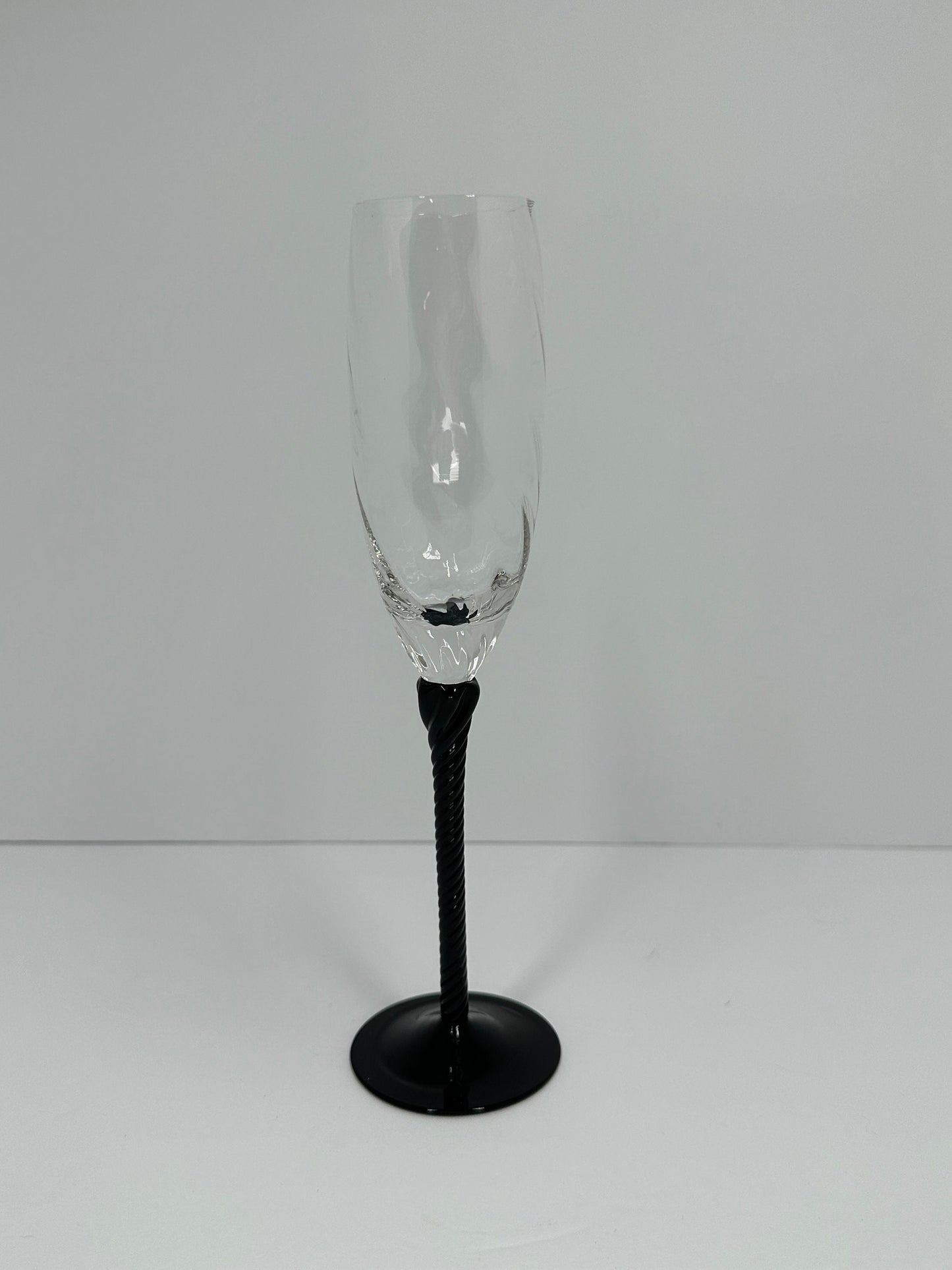 Vintage Champagne Glass Flutes with Black Twisted Stem