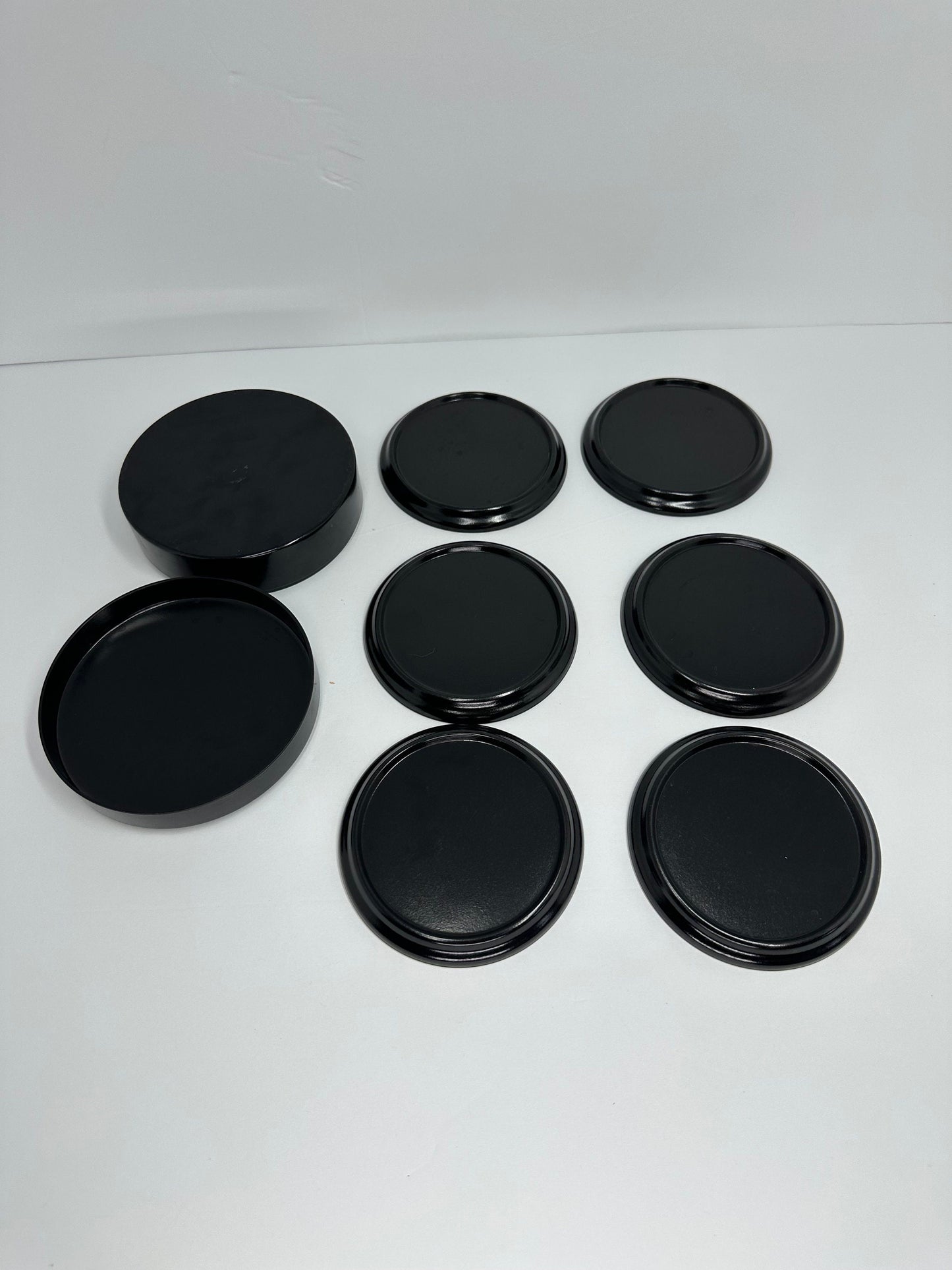 Vintage Coasters, Black Lacquer with Red Cherry Design, Made in Japan.