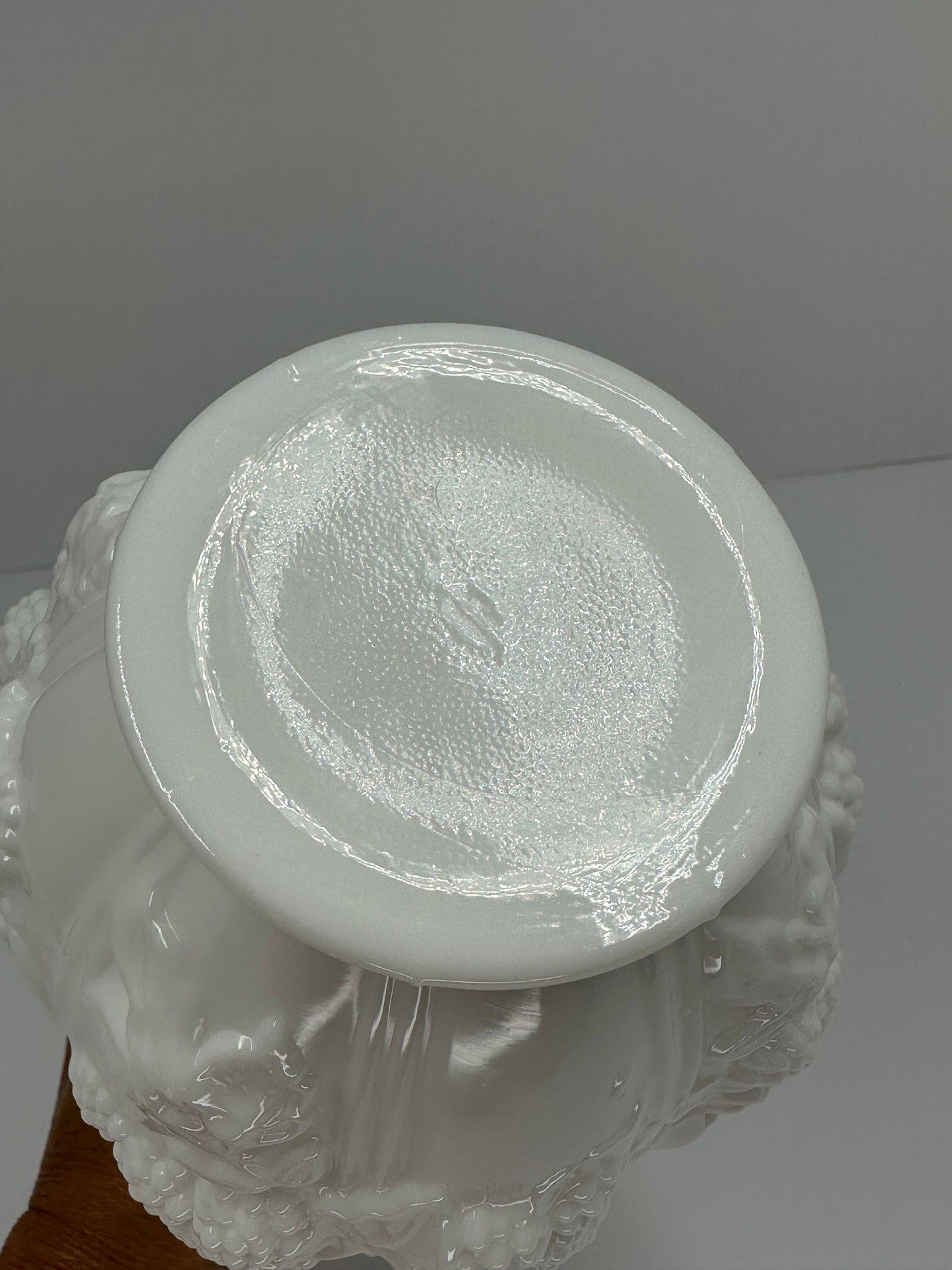 Vintage Vase in White Milk Glass with Textured Grape Design by Imperial