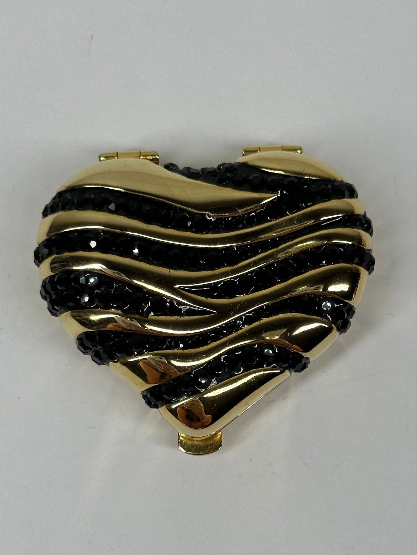 Vintage Compact, Heart Shaped with Black Swarovski Crystals by Estée Lauder.