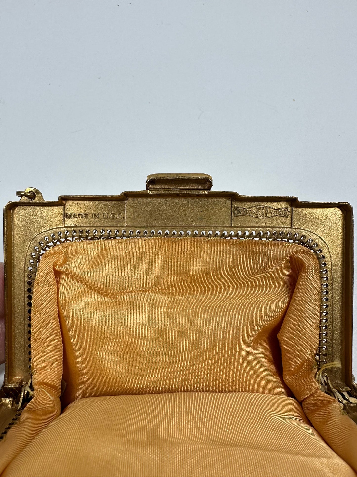 Vintage Handbag, Whiting And Davis Co, Gold Mesh Clutch Mini-Bag With Strap.