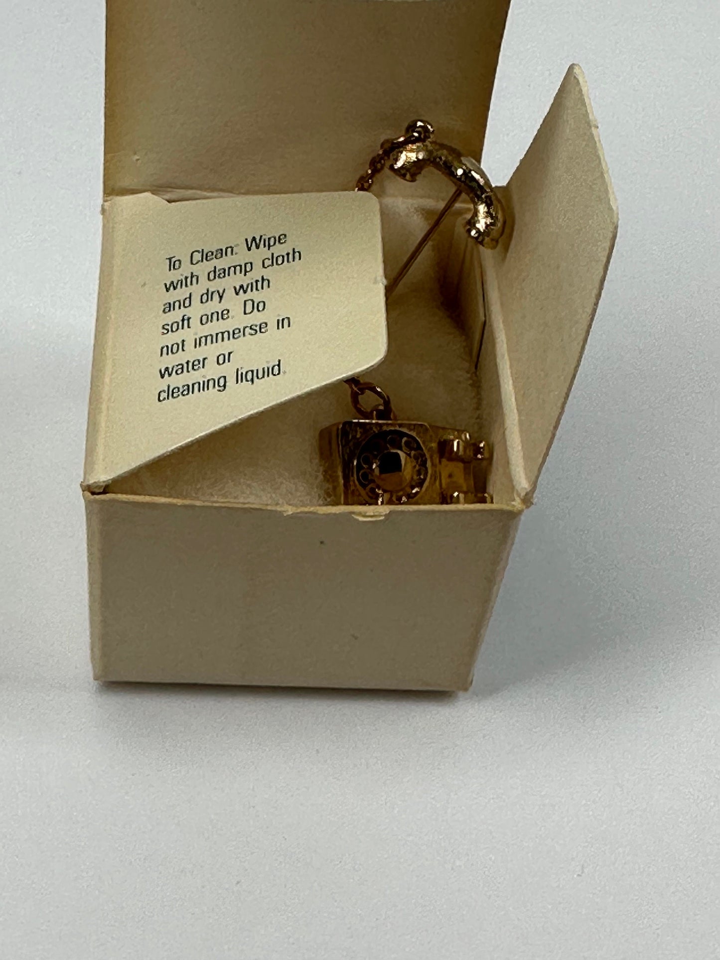 Vintage Telephone Pin, Avon Tie Pin, Young Reflections, Gold Tone Metal, 1981.
