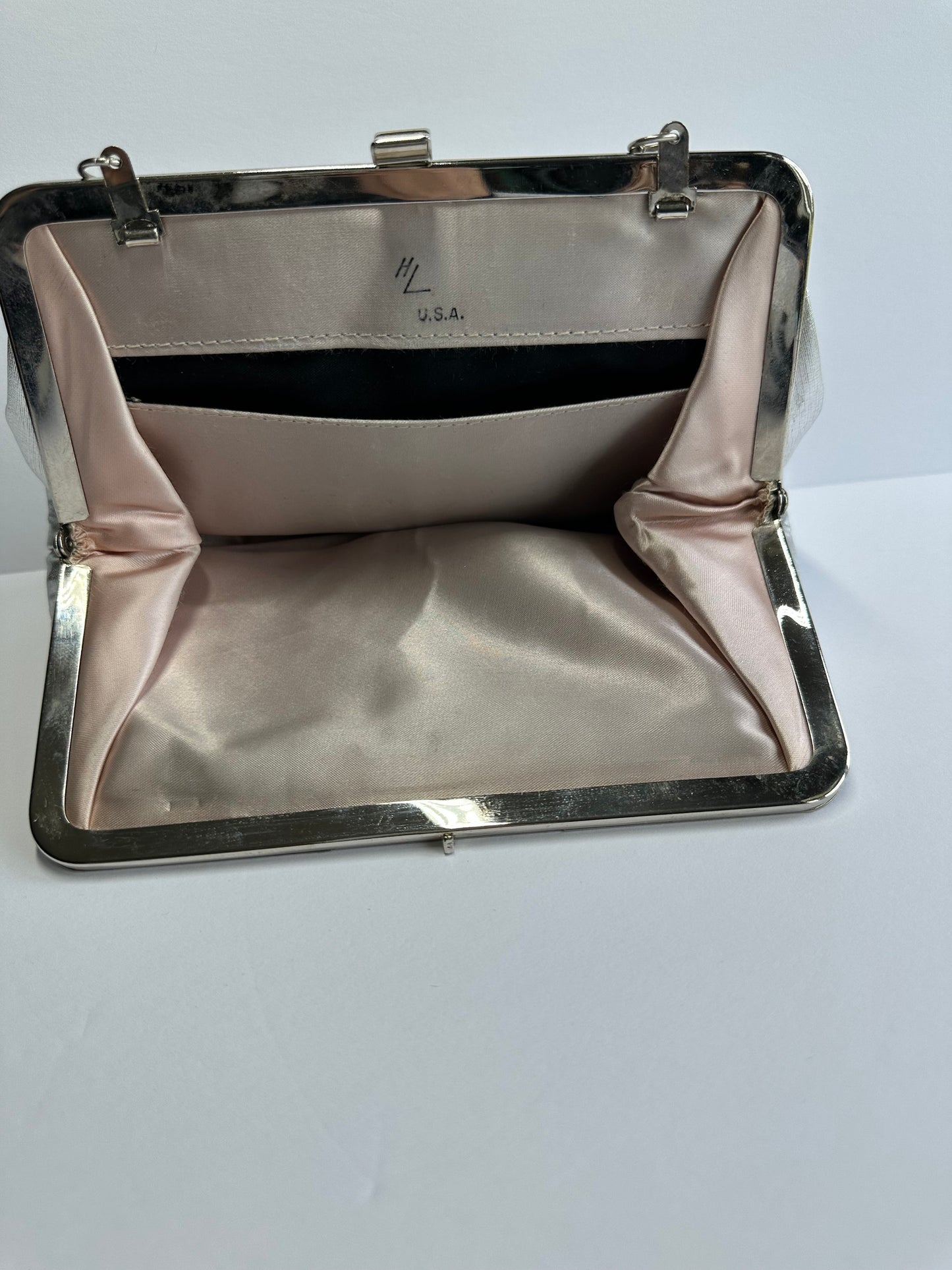 Vintage Silver Clutch Handbag by Harry Levine 1950s