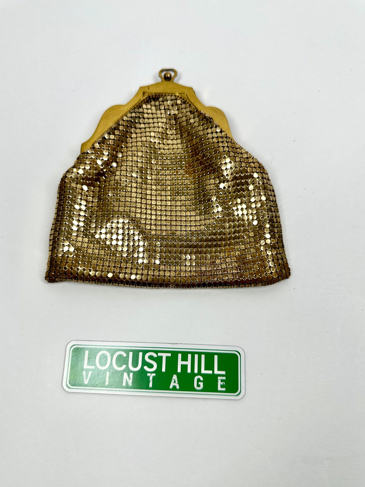 Vintage Mini Gold Mesh Clutch or Coin Purse by Whiting And Davis Co, 1920s.