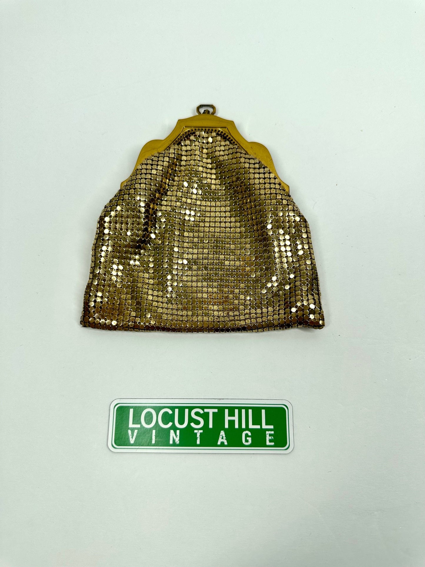 Vintage Mini Gold Mesh Clutch or Coin Purse by Whiting And Davis Co, 1920s.