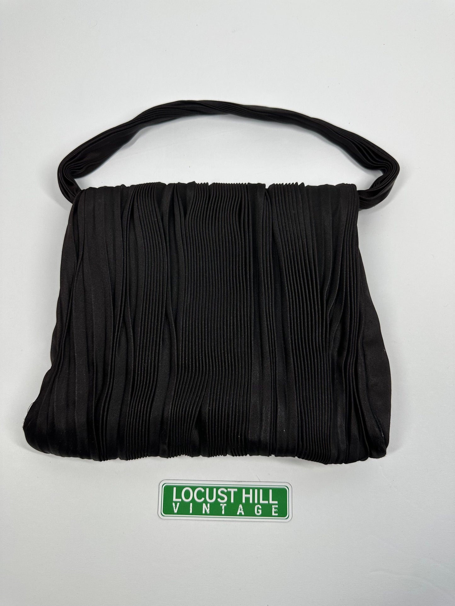 Vintage Black Satin Handbag with Magnetic Clasp, 1950s.