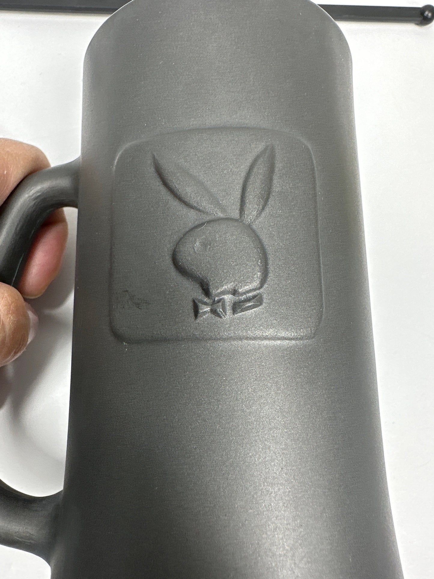 Vintage Glass Playboy Beer Mug with Matching Stir Stick, 1970s.