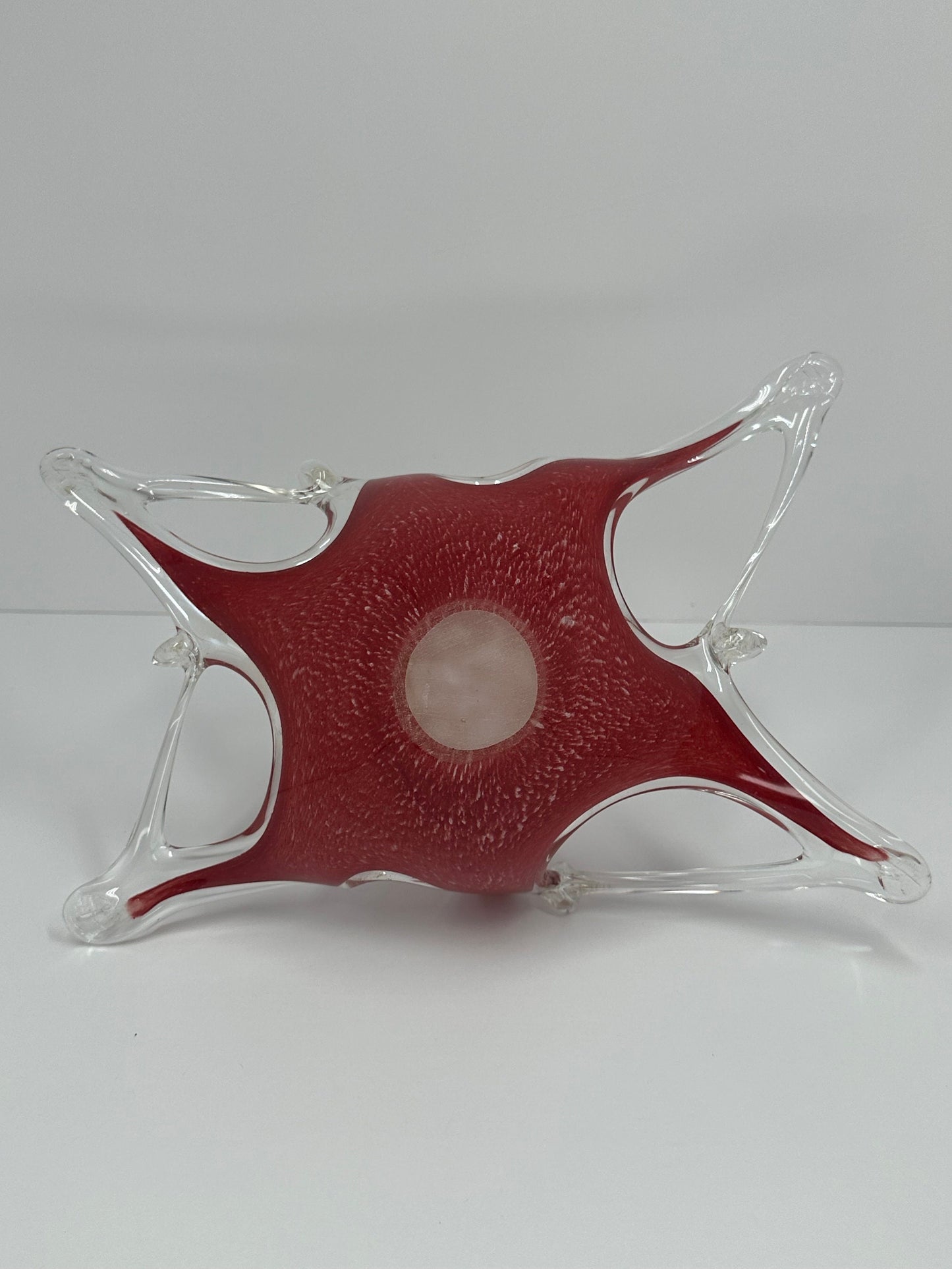 Vintage Art Basket in Hand Blown Pink Murano Glass