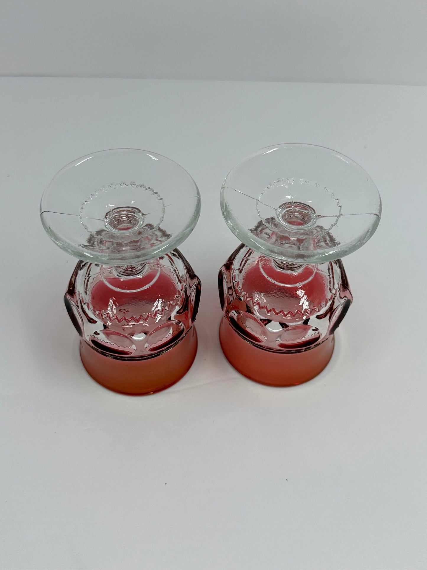 Vintage Red Thumbprint Pattern Glasses by Indiana King's Crown, set of 2.