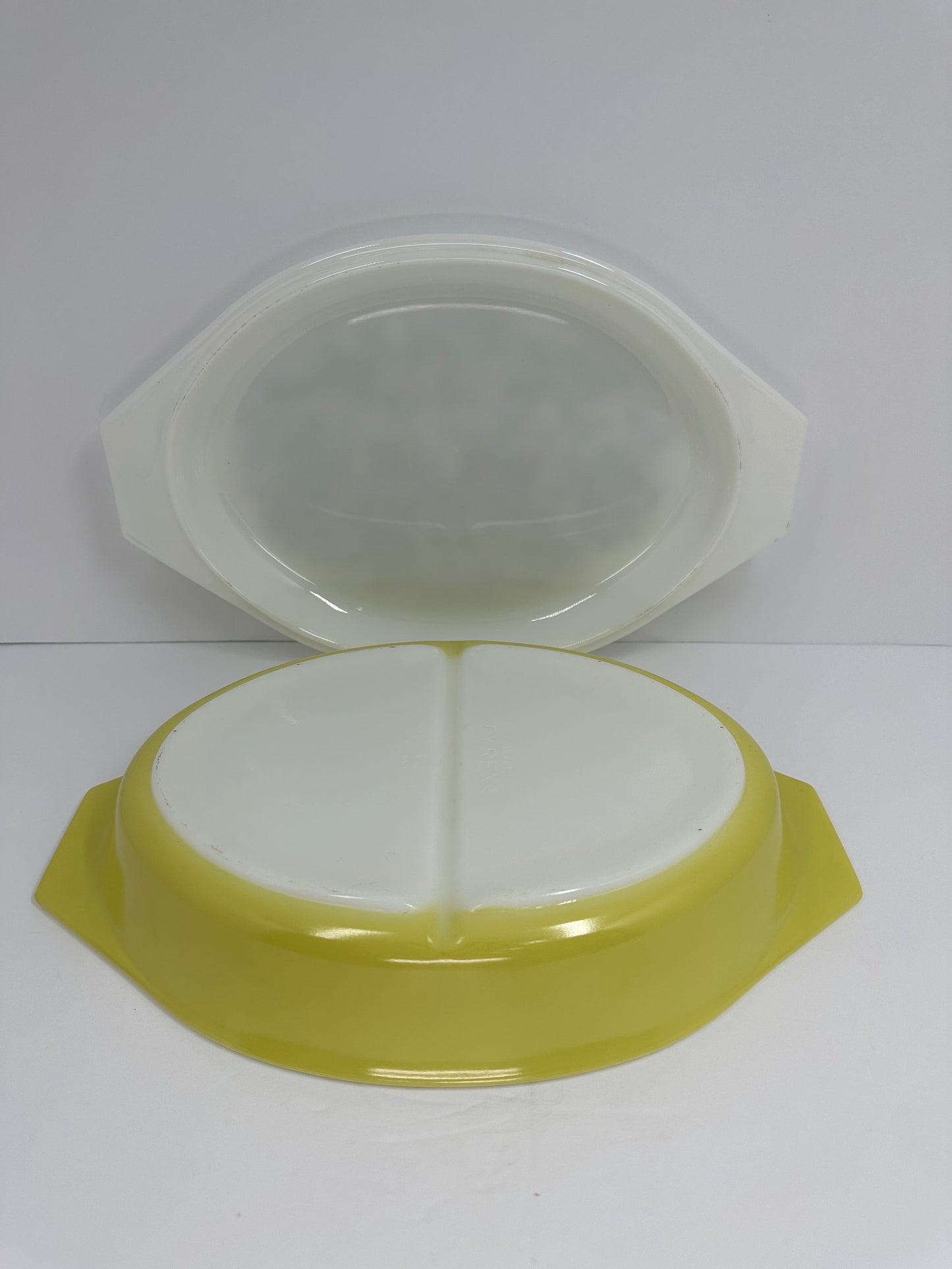Vintage Pyrex Oval Serving Dish with Green Olive Design