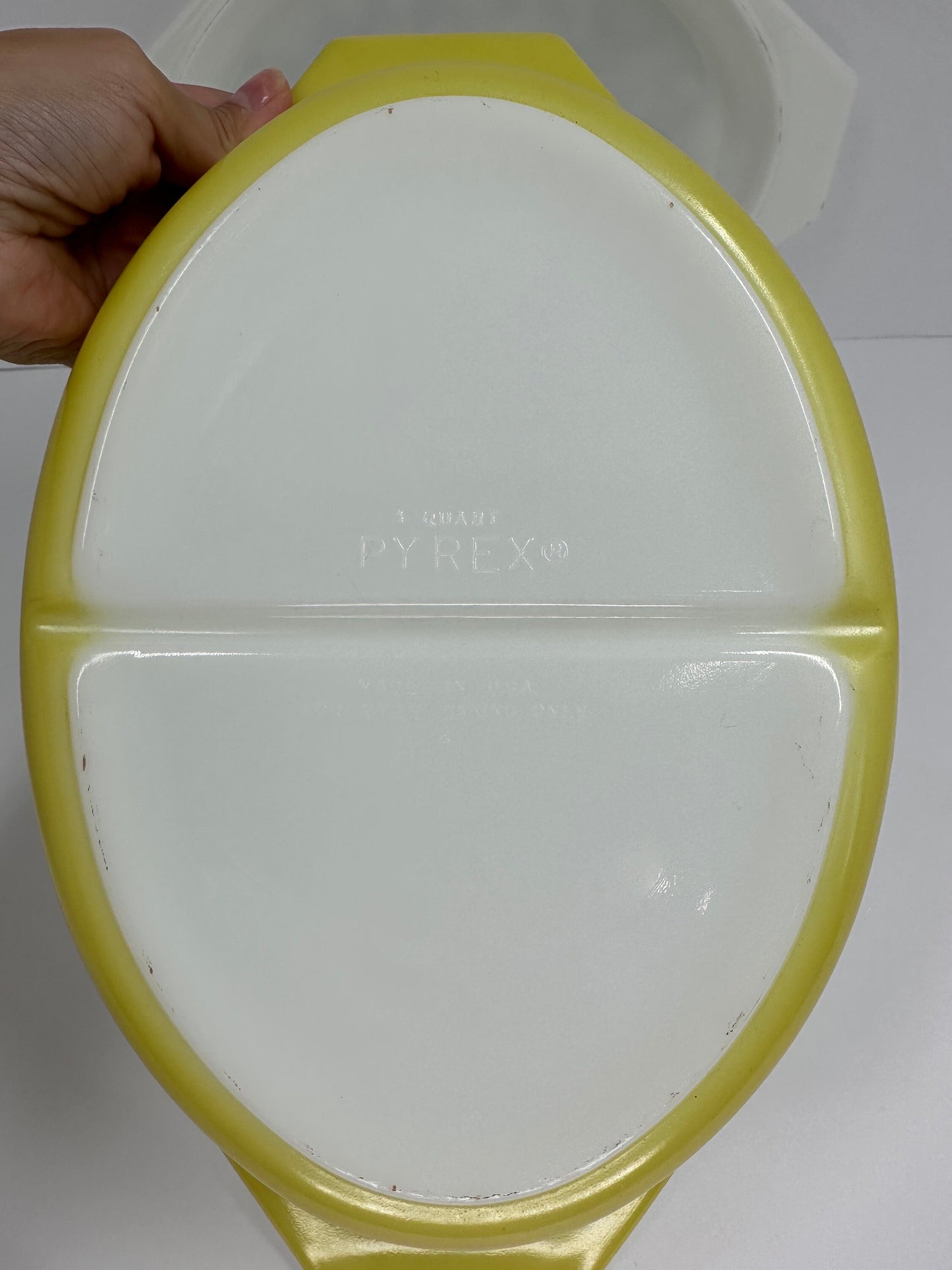 Vintage Pyrex Oval Serving Dish with Green Olive Design