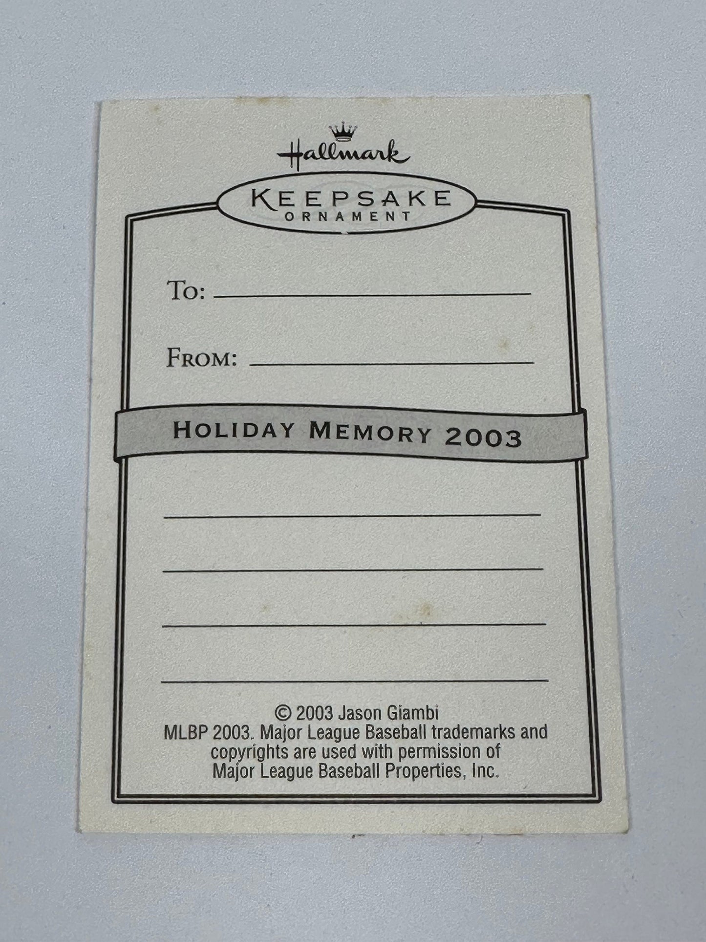 Vintage Ornament, Hallmark Keepsake, New York Yankees, Jason Giambi, At The Ballpark Series, Number 8.