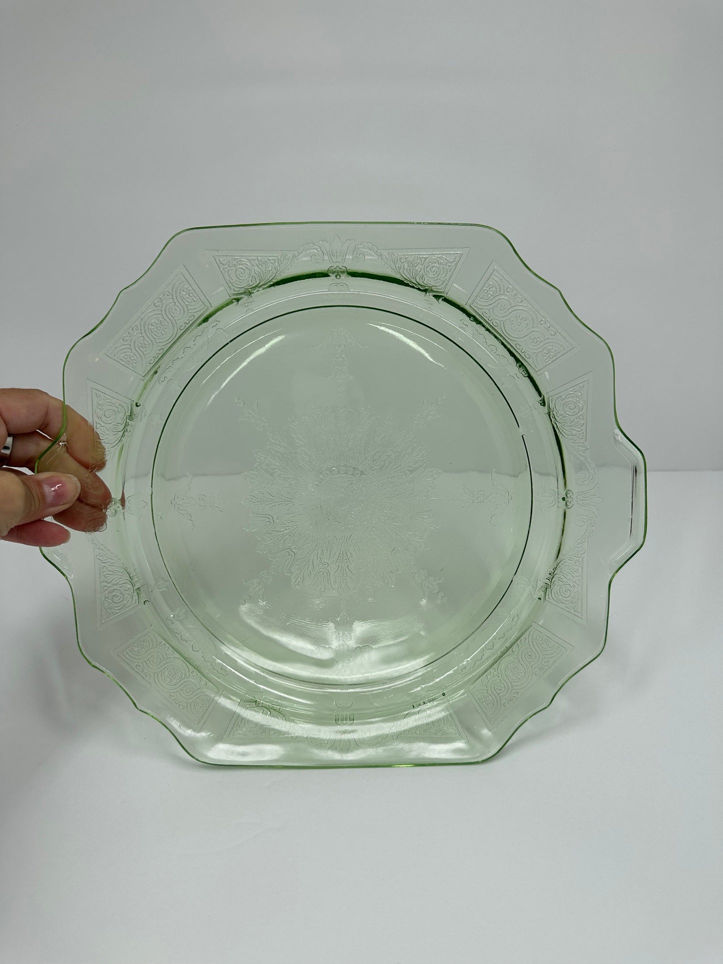Vintage Depression Green Glass Plate by Hocking Glass Co.