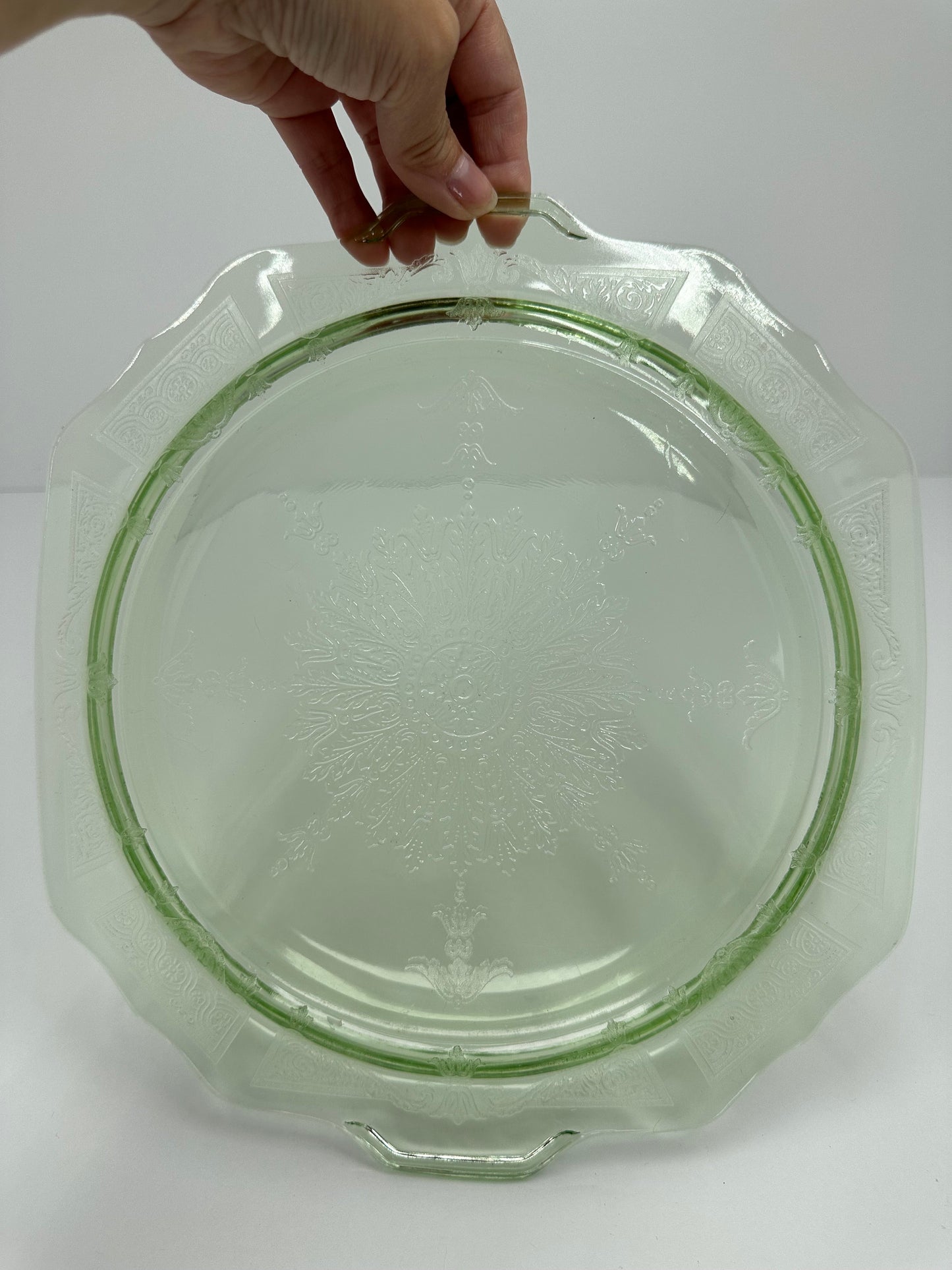 Vintage Depression Green Glass Plate by Hocking Glass Co.