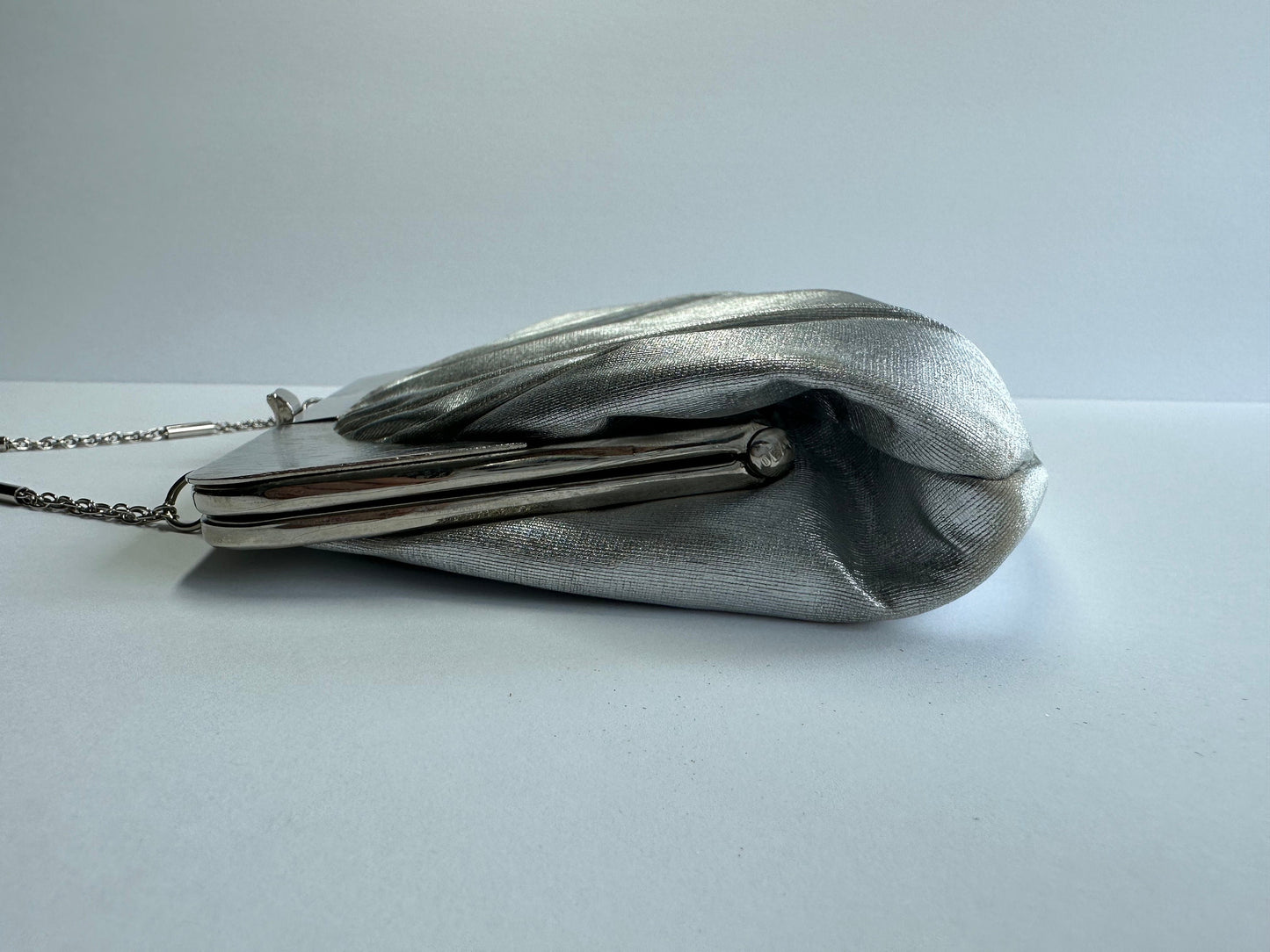 Vintage Silver Clutch Handbag by Harry Levine 1950s