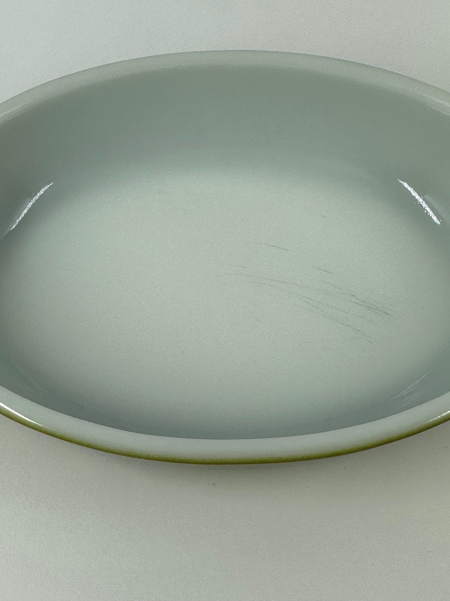 Vintage Avocado Green Pyrex Casserole Dish, Oval.