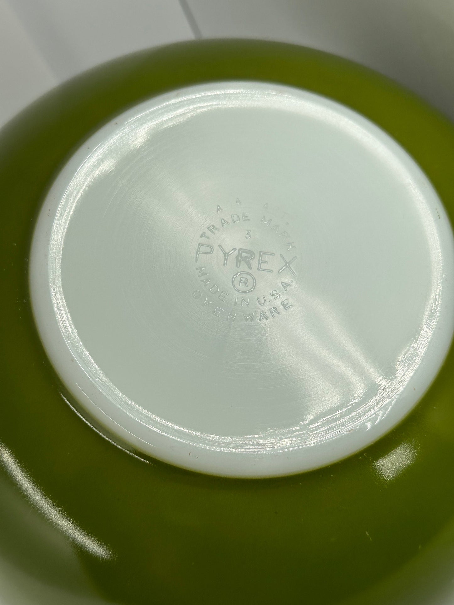 Vintage Avocado Green Pyrex Mixing Bowl,.