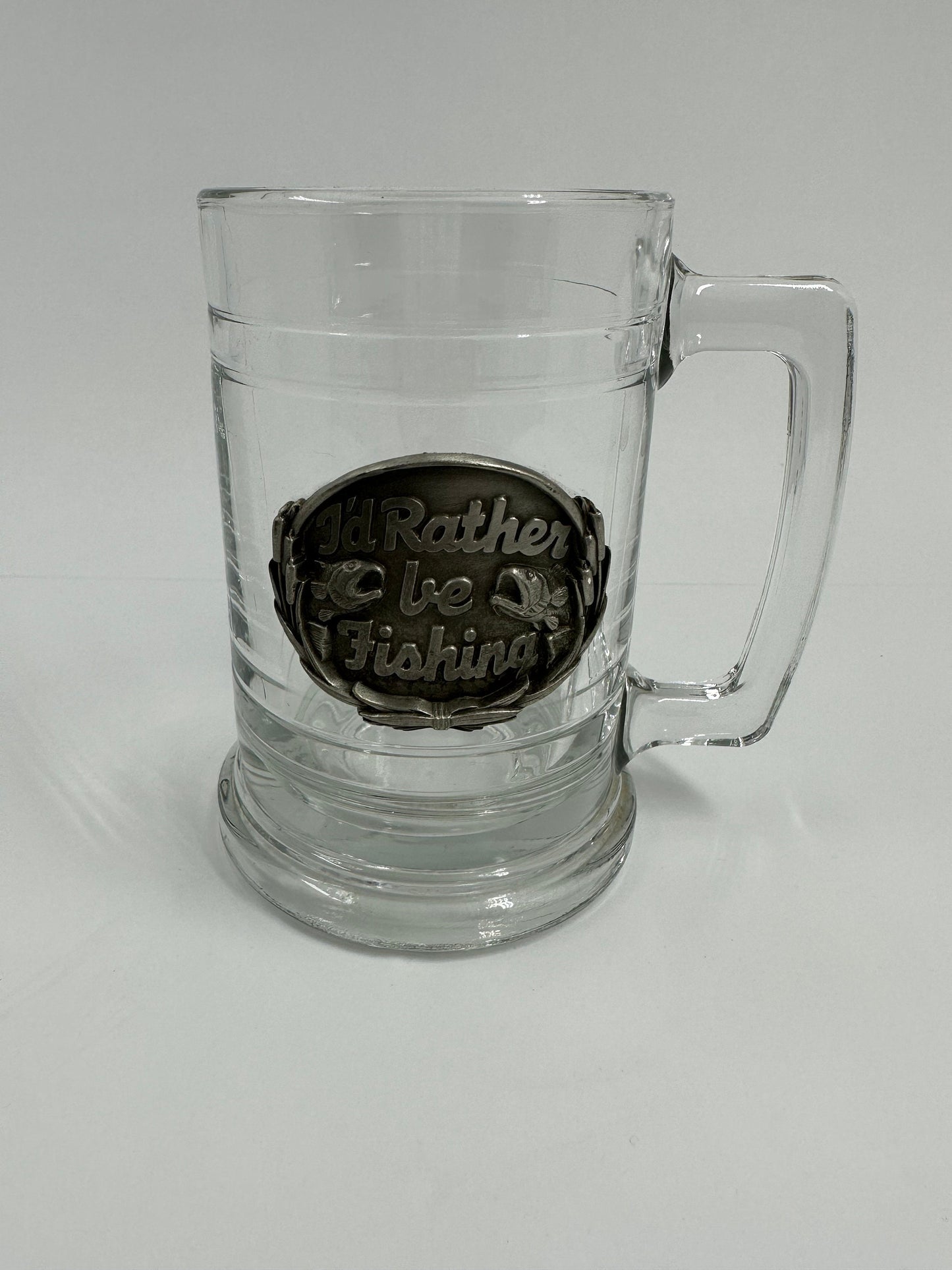 Vintage Clear Glass Mug That Says “I’d Rather Be Fishing”