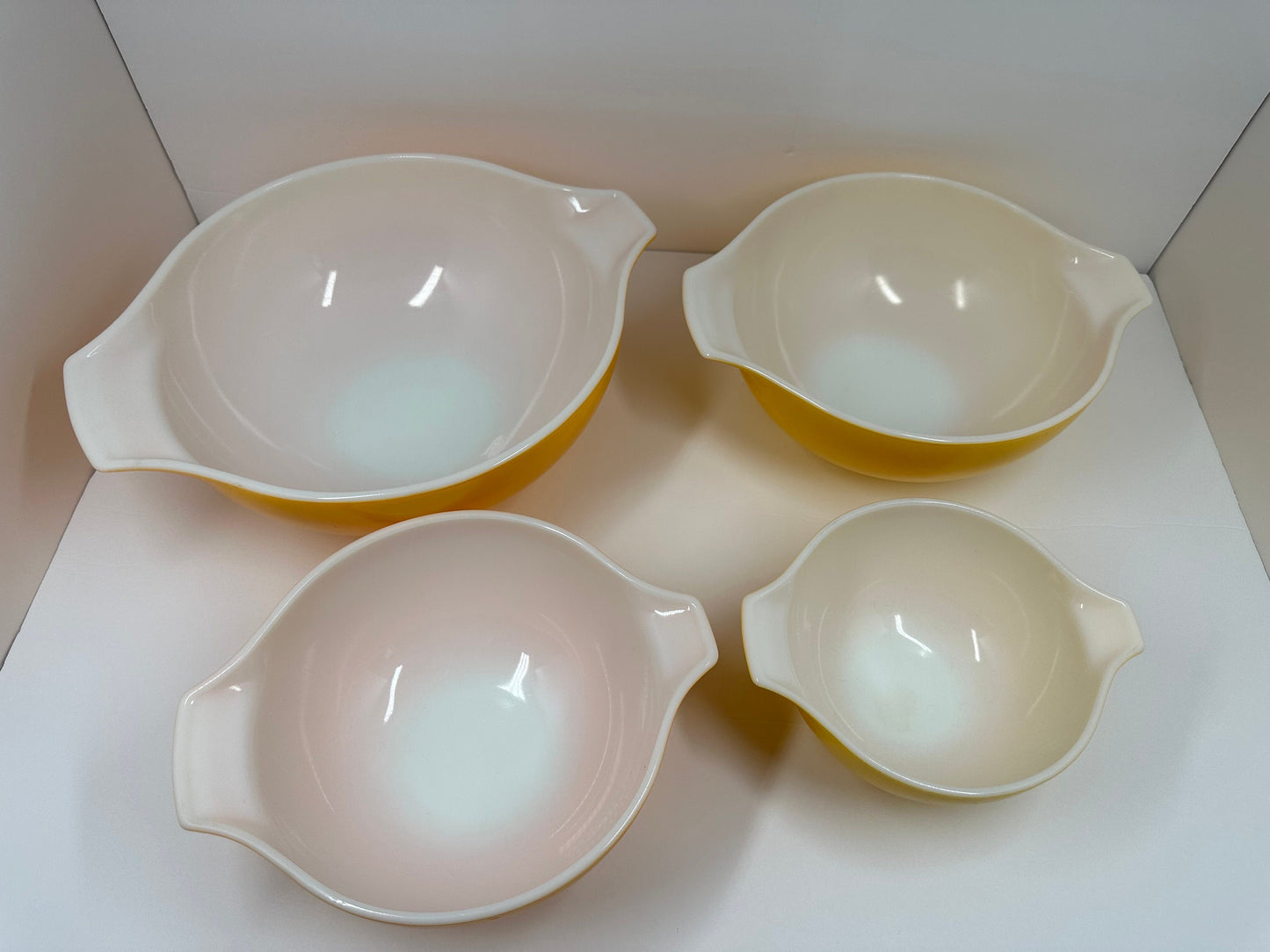 Vintage Bowls, Pyrex, Sunflower Cinderella, Set of 4.