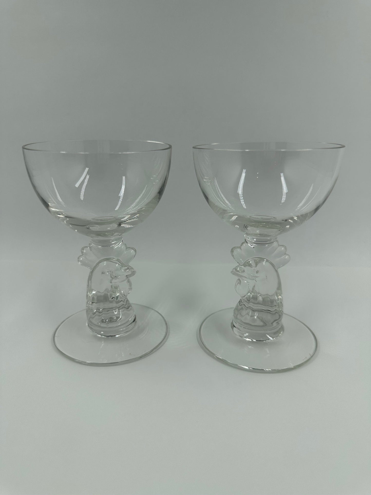 Vintage Cocktail Glasses of Rooster Head by Heisey, 1940s, Set of 2.