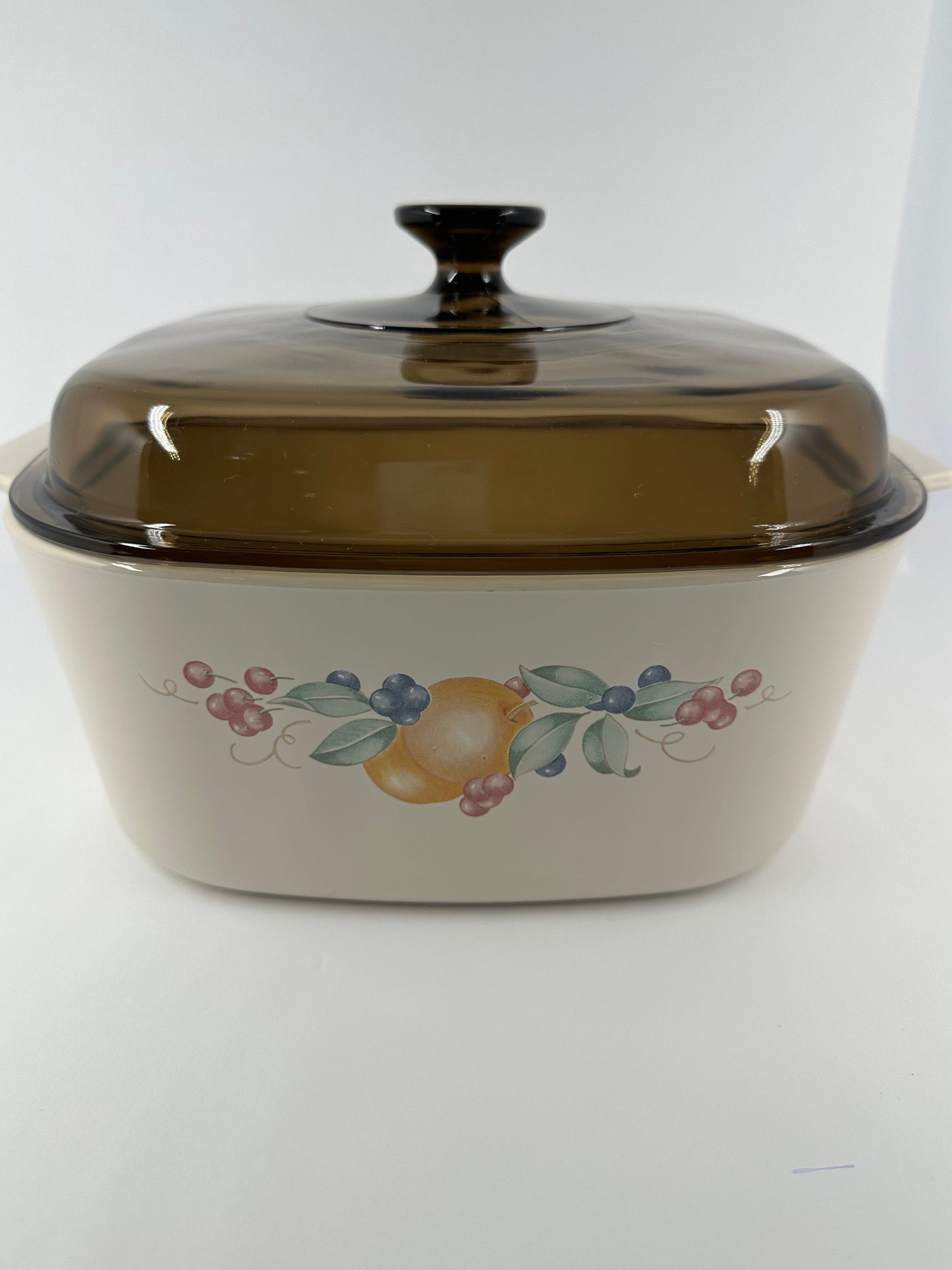 Vintage Pyrex Casserole Dish, Abundance Pattern With Lid.