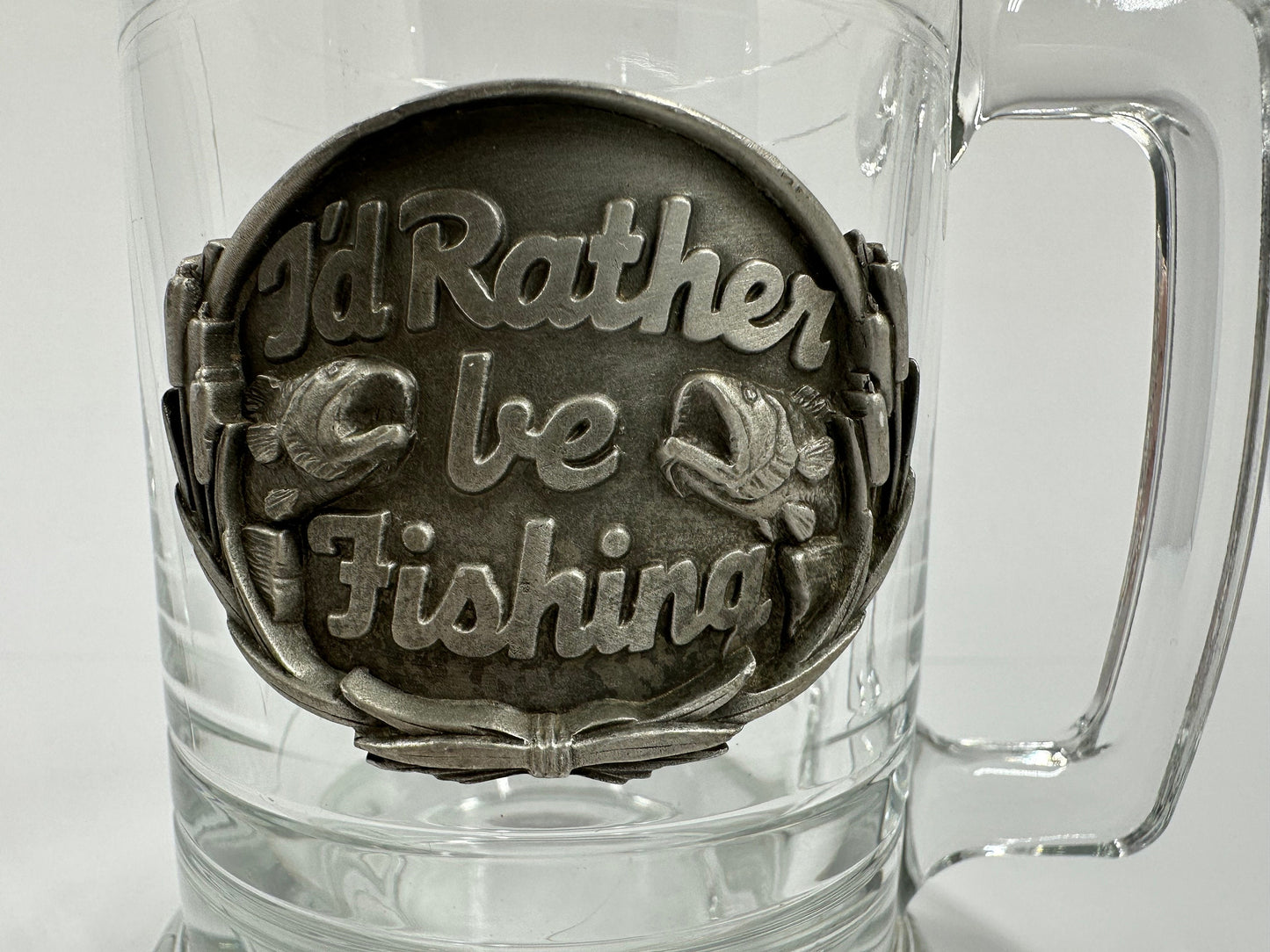 Vintage Clear Glass Mug That Says “I’d Rather Be Fishing”