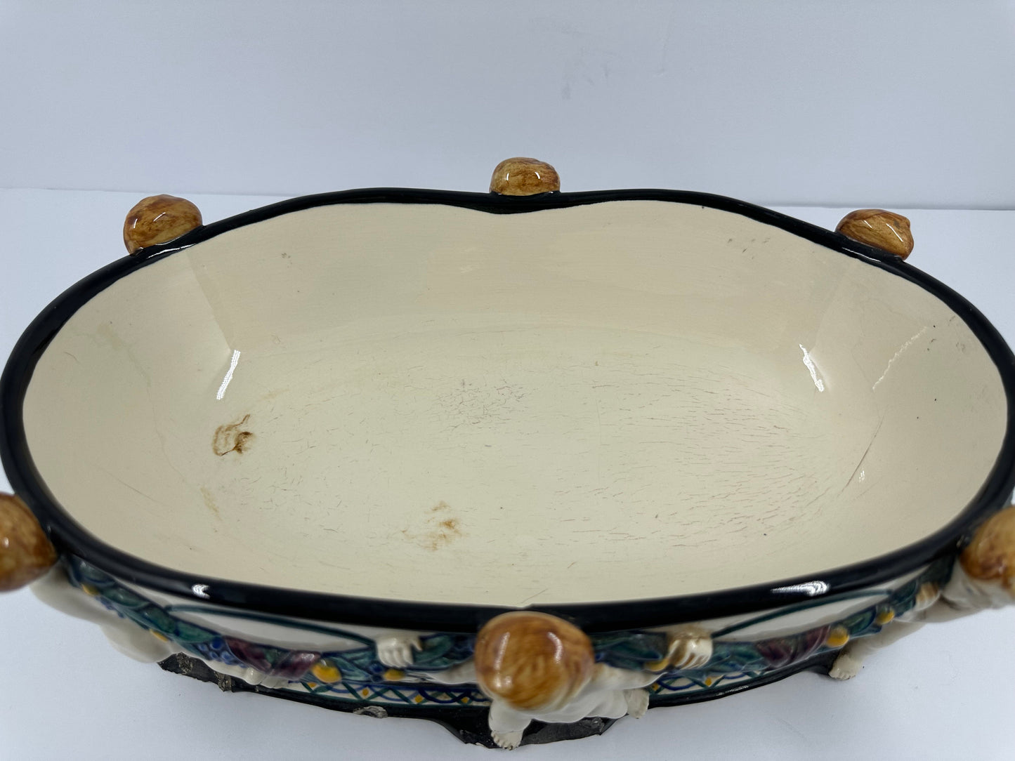 Antique Cherub Bowl with Floral Garland, 1910s.