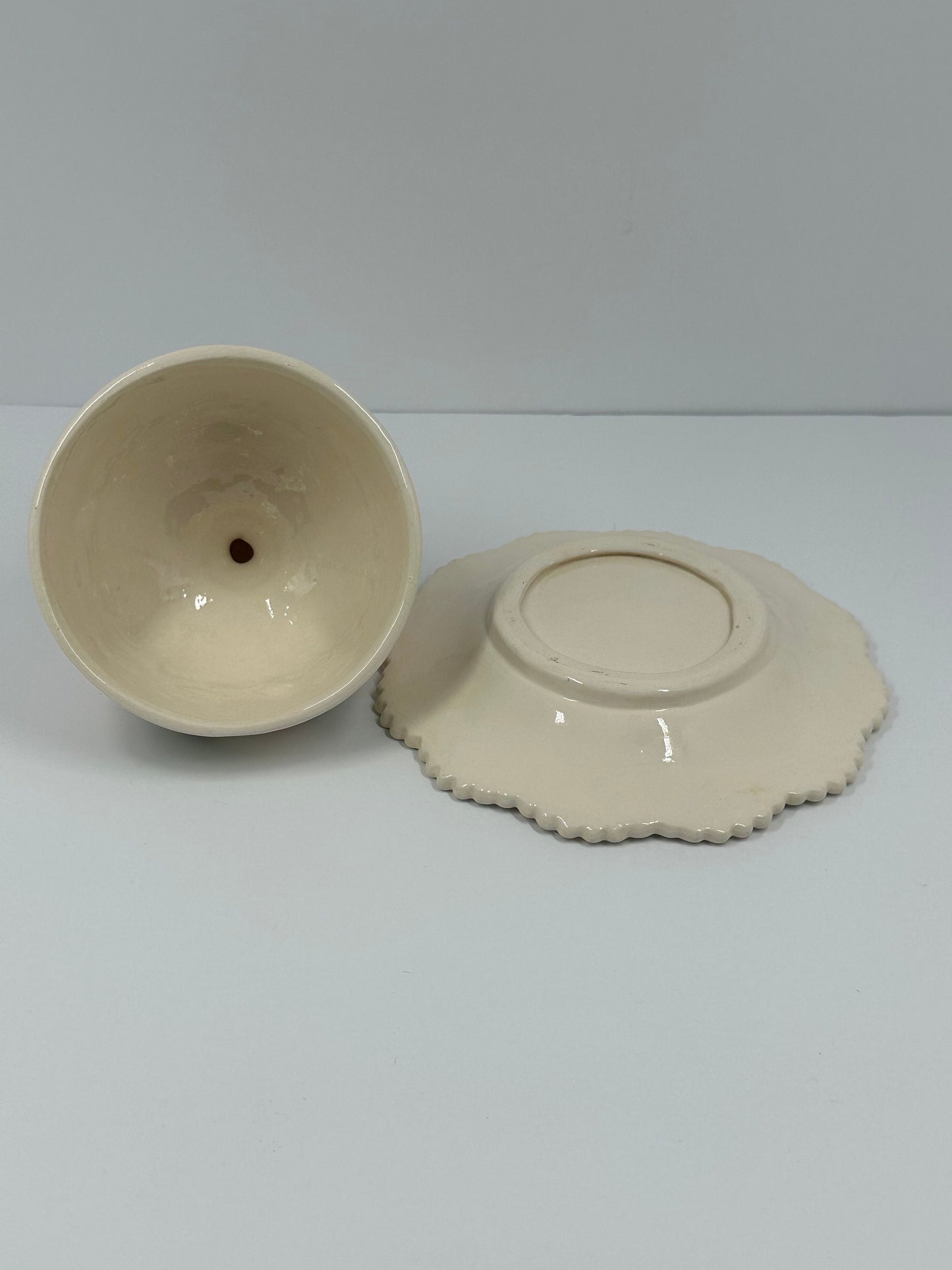 Vintage Ceramic Butter Dish With Pink Rose Bud Design.