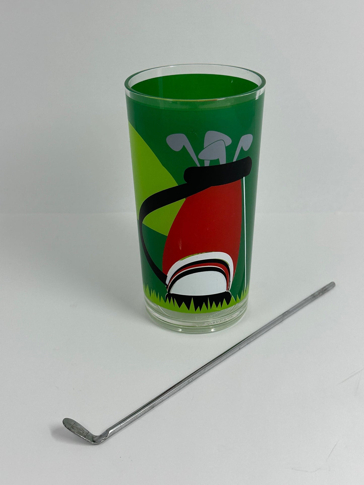 Vintage Golf Gift Set of Plastic Tumbler Cup with Golf Club Stirrer