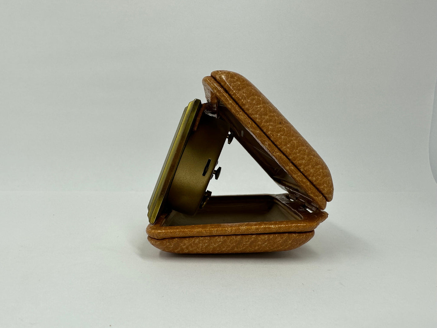 Vintage Travel Clock, Gold Toned, Foldable Travel Cover and Made in Germany.