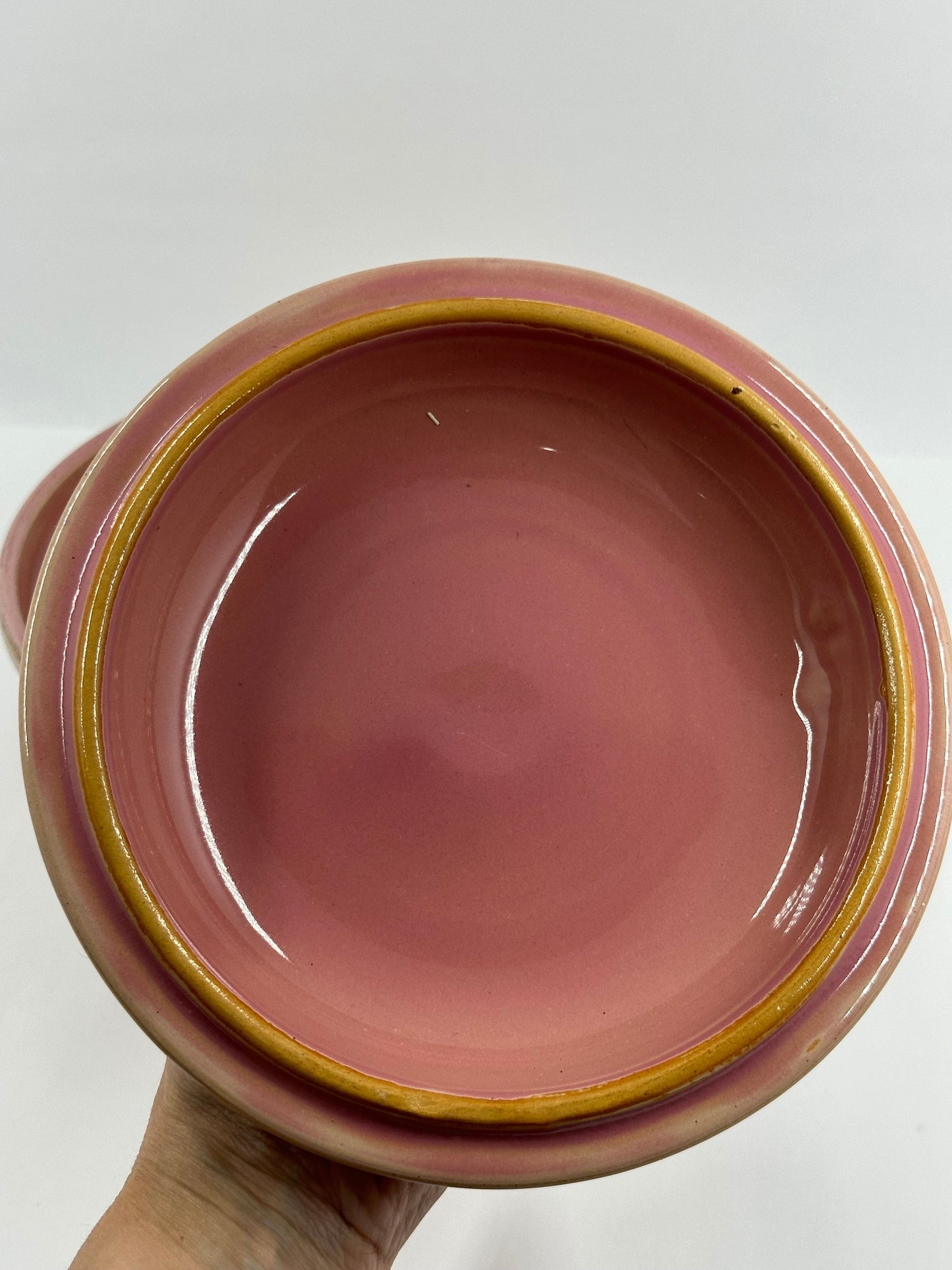 Vintage Casserole Dish, Rose Pink, Ceramic