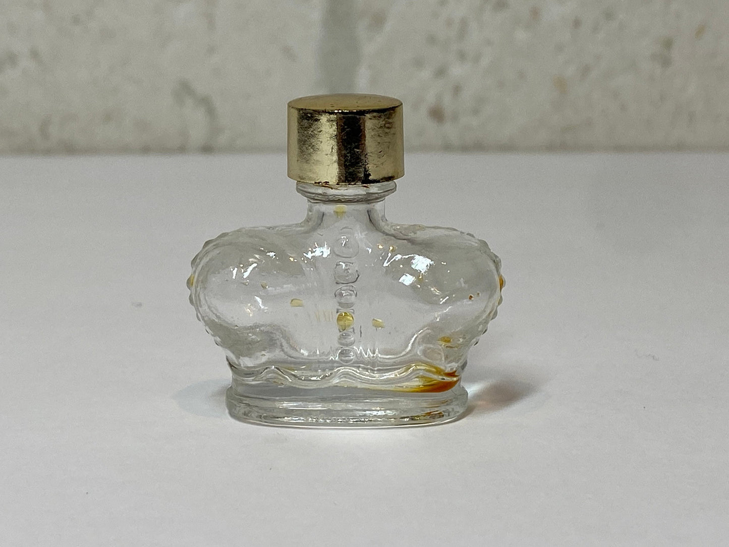 Vintage Mini Perfume Bottle of Prince Matchabelli, Crown Shaped Clear Glass.