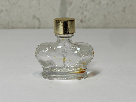 Vintage Mini Perfume Bottle of Prince Matchabelli, Crown Shaped Clear Glass.