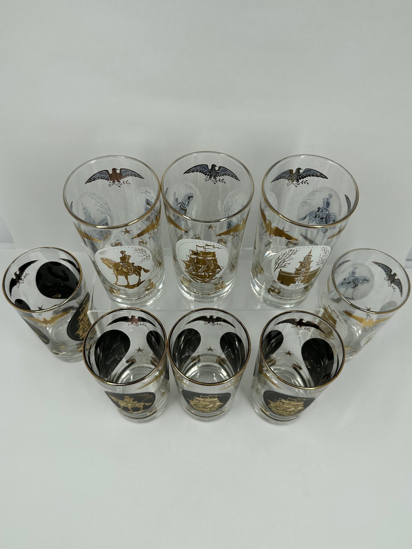 Vintage Glasses Set in Libbey Americana  Gold & Black Design with Original Box