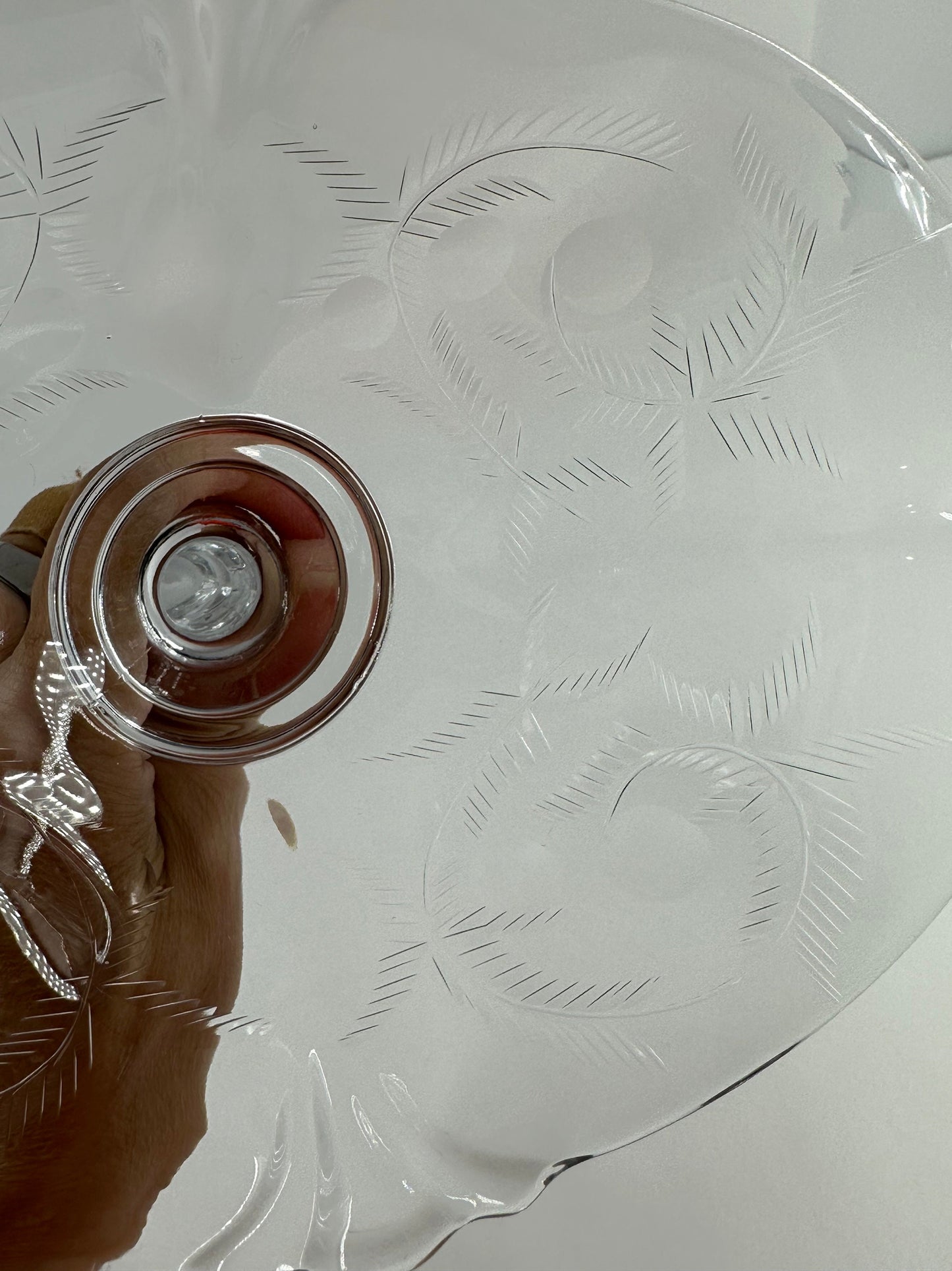 Vintage Glass Compote or Candy Dish, Empress Etched by Heisey.