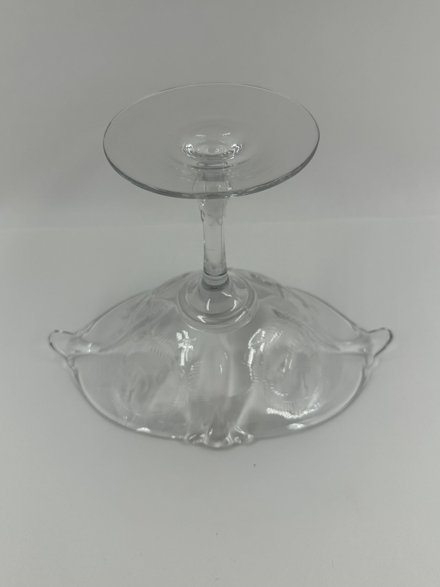 Vintage Glass Compote or Candy Dish, Empress Etched by Heisey.
