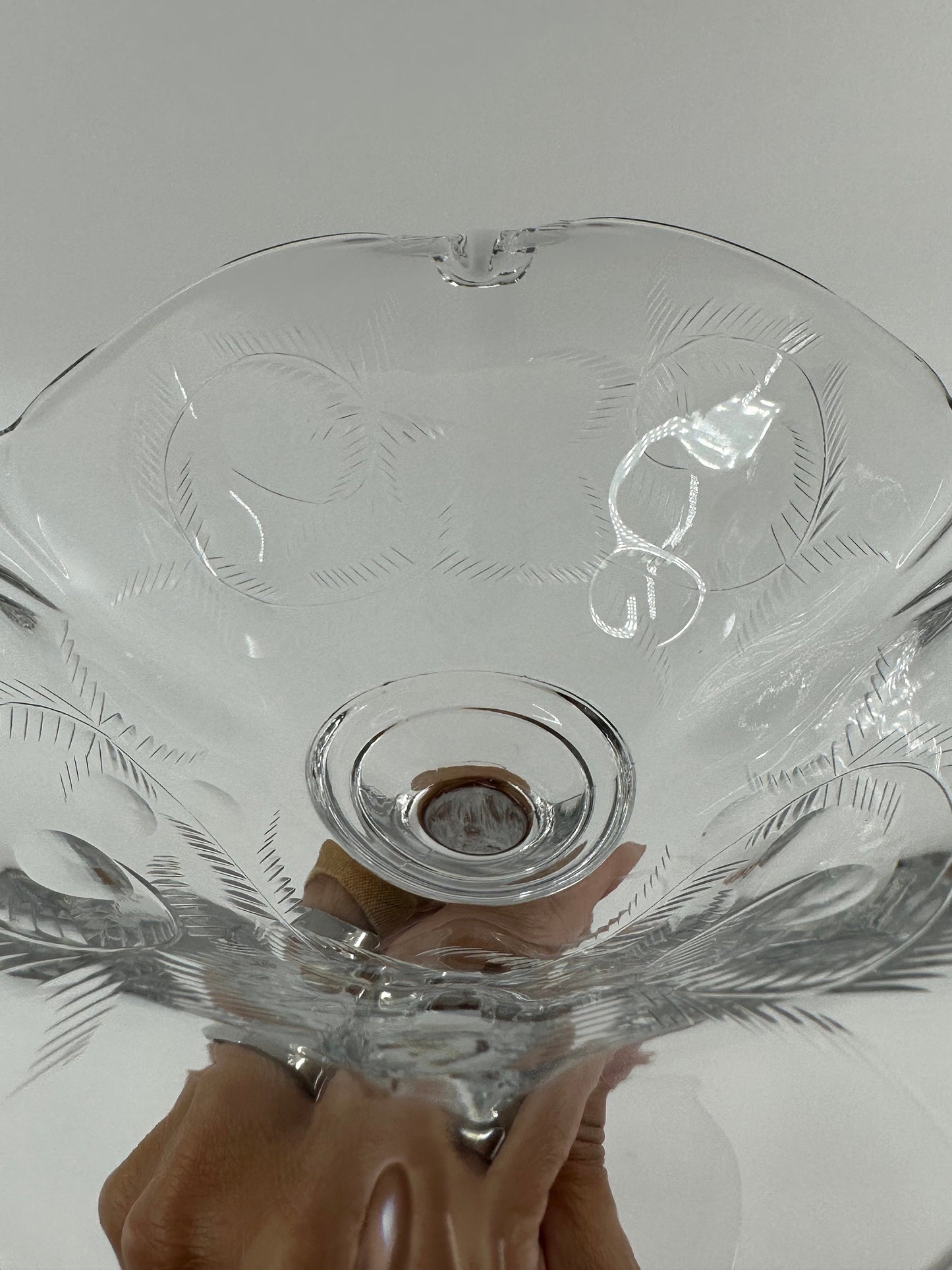 Vintage Glass Compote or Candy Dish, Empress Etched by Heisey.
