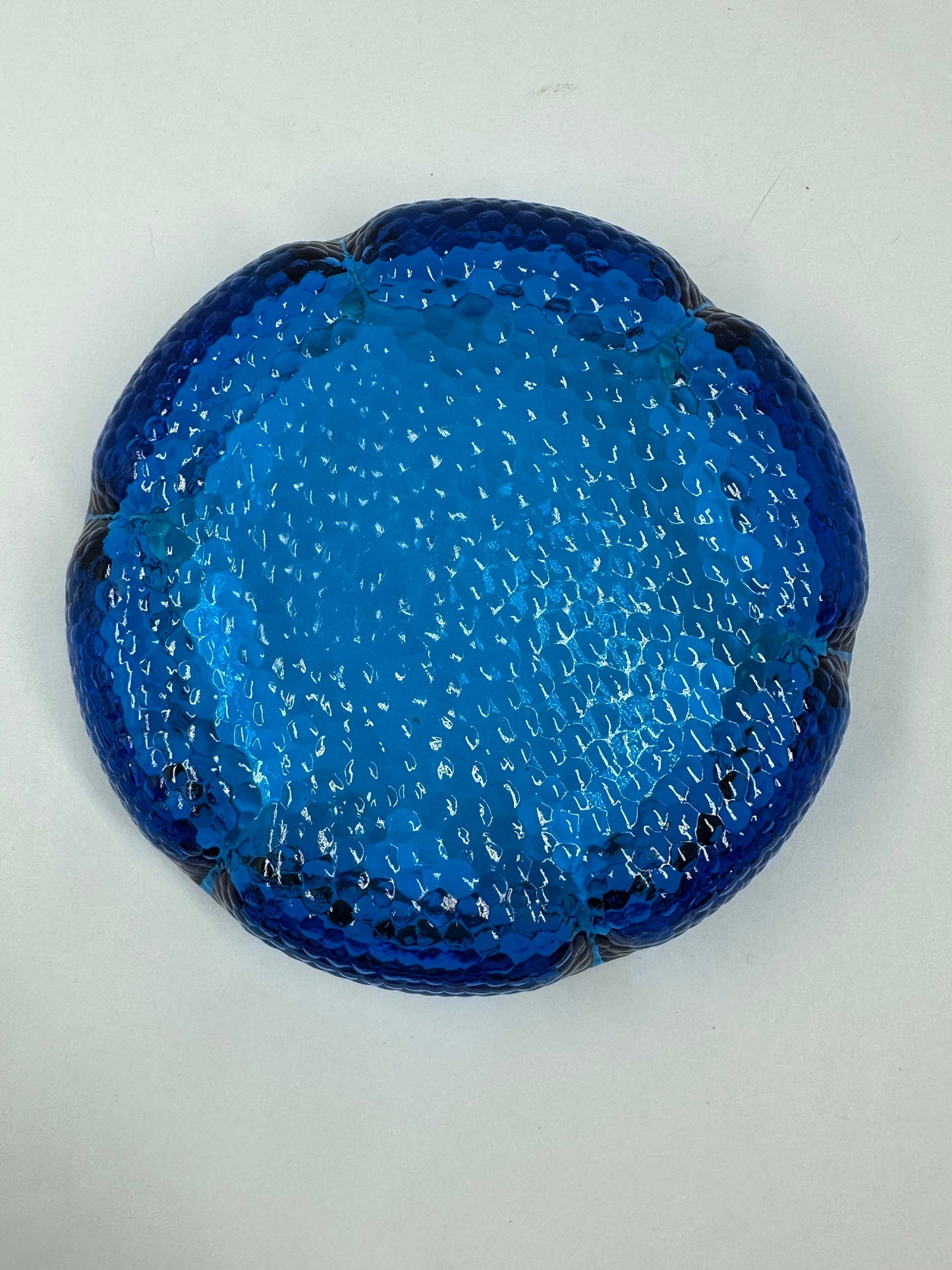 Vintage Blue Glass Ashtray, Flower Shaped by Anchor Hocking
