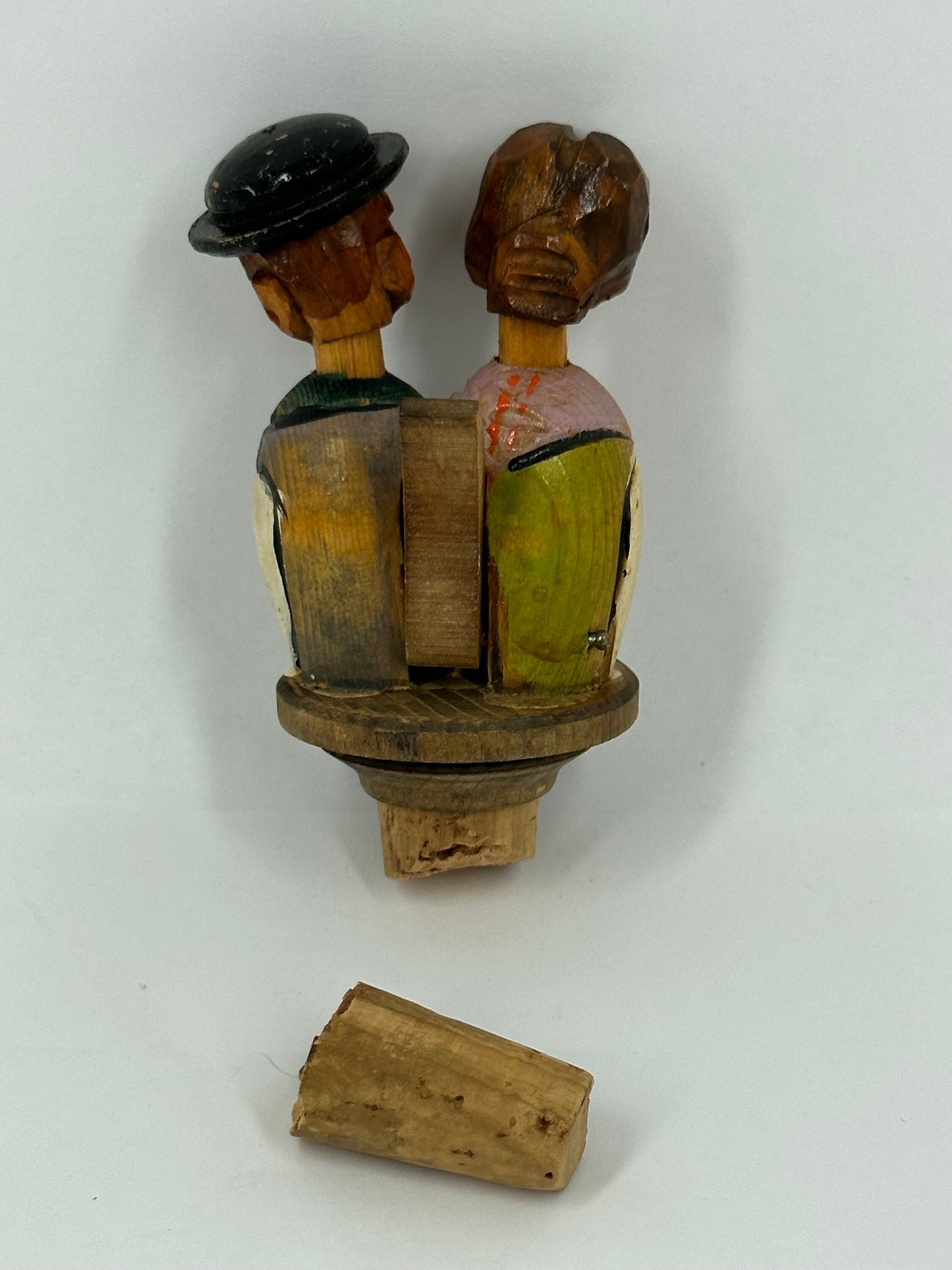 Vintage Bottle Stopper, ANRI Style, Hand Carved and Painted in Germany