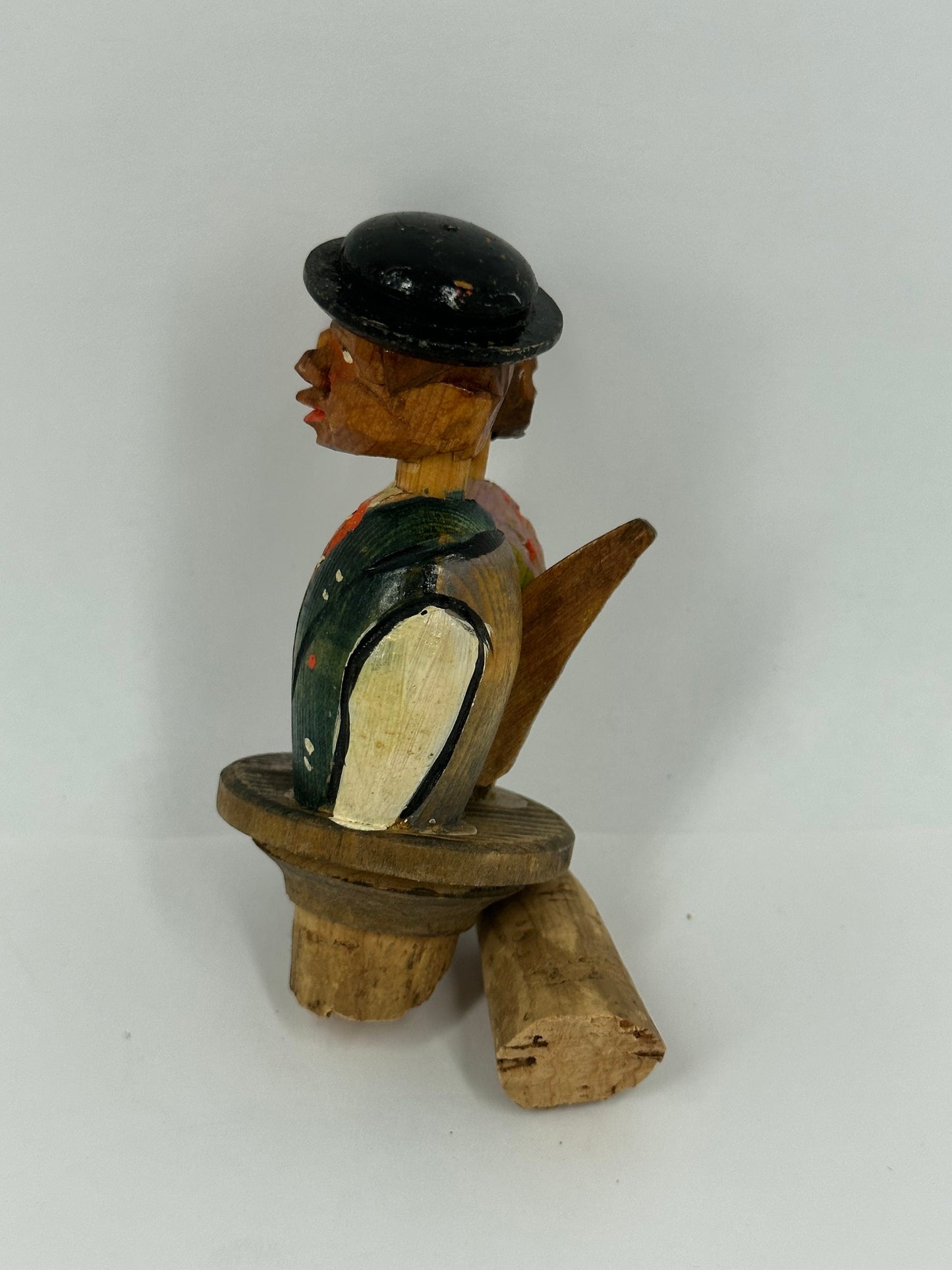Vintage Bottle Stopper, ANRI Style, Hand Carved and Painted in Germany
