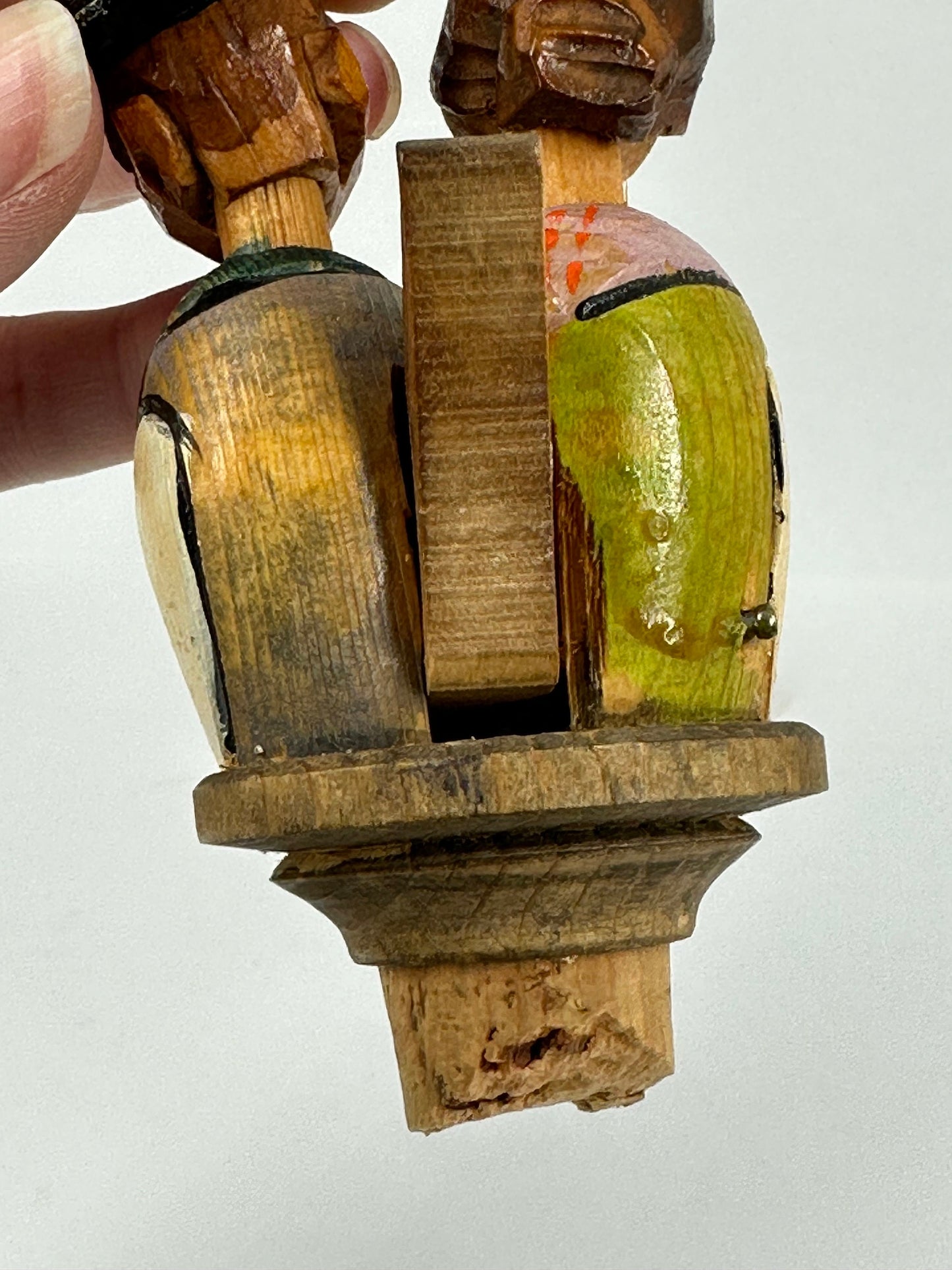 Vintage Bottle Stopper, ANRI Style, Hand Carved and Painted in Germany