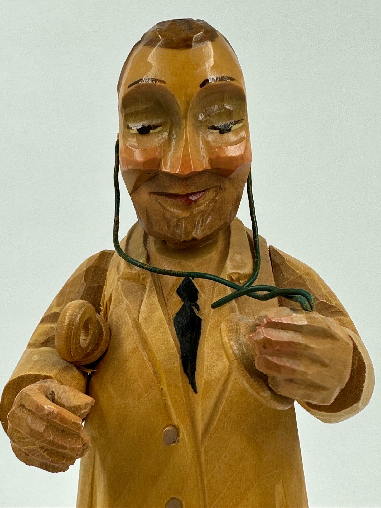 Vintage Hand Carved Wooden Doctor Figurine Made in Italy.