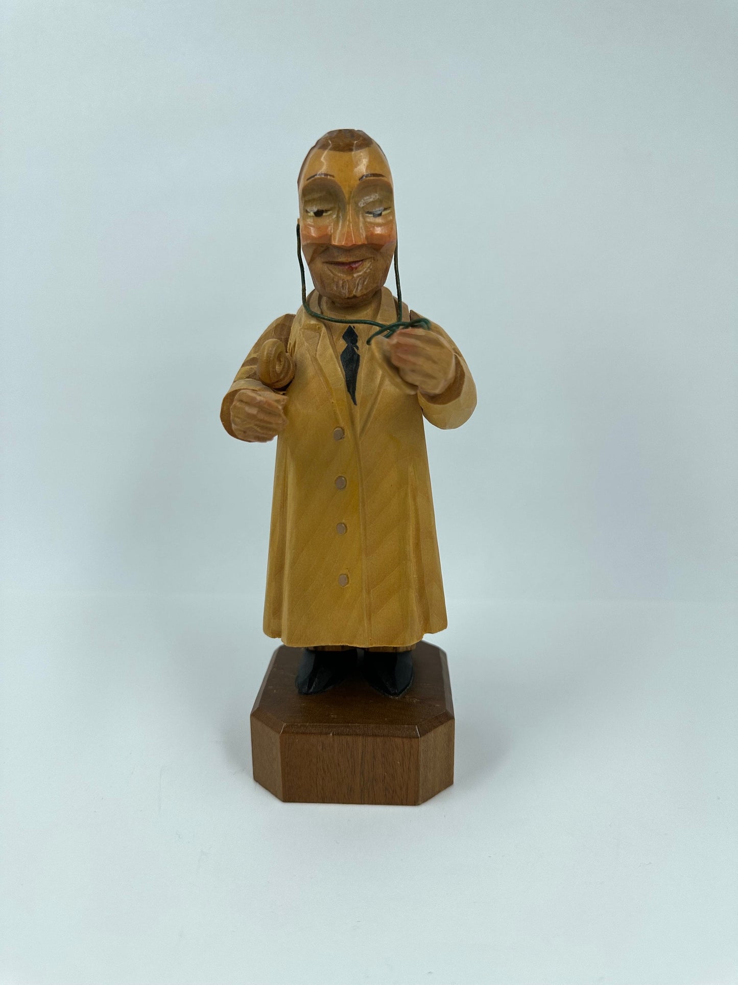 Vintage Hand Carved Wooden Doctor Figurine Made in Italy.