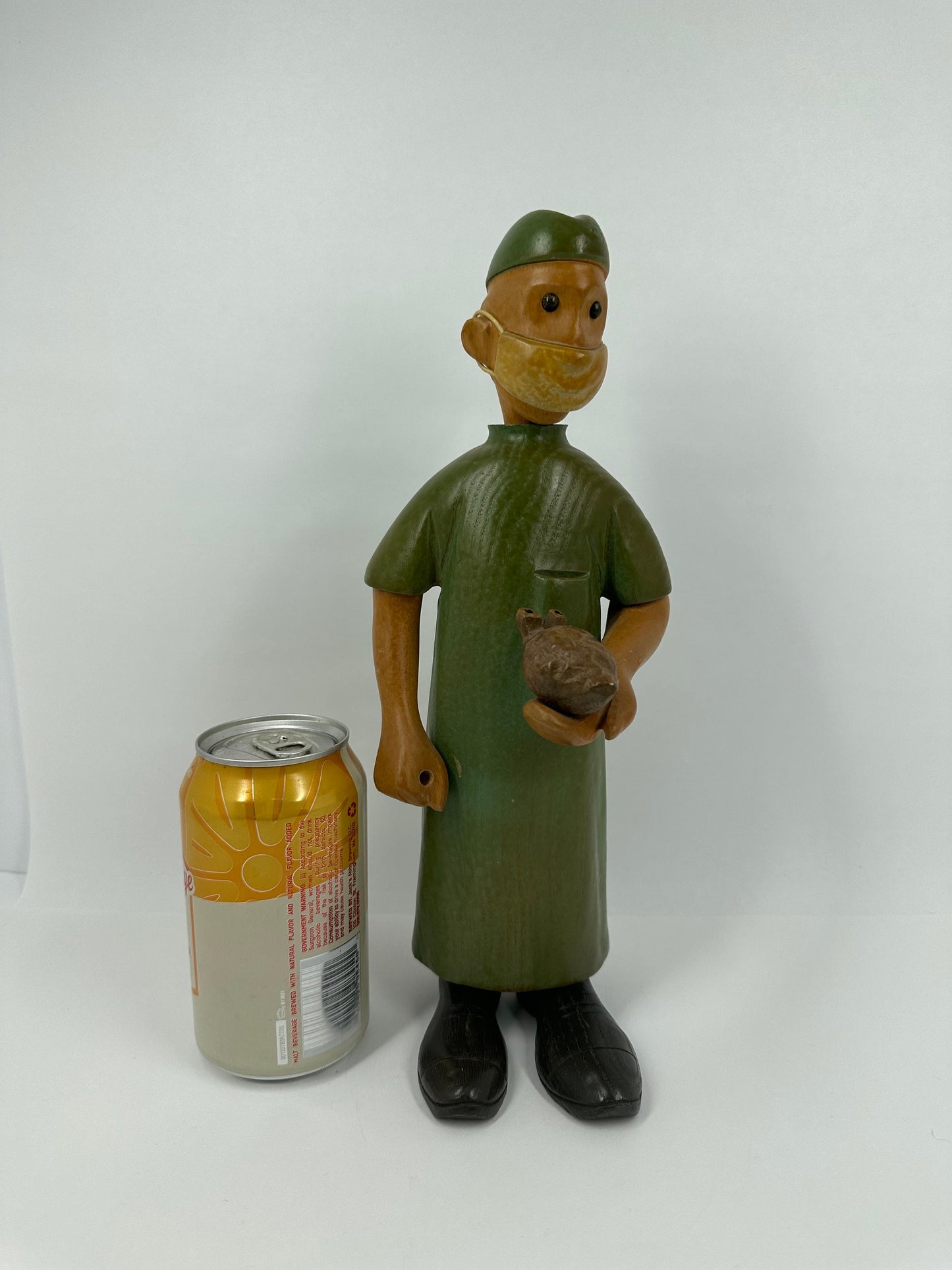 Vintage Wood Carved Doctor, Heart Surgeon by Romer Folk Art.