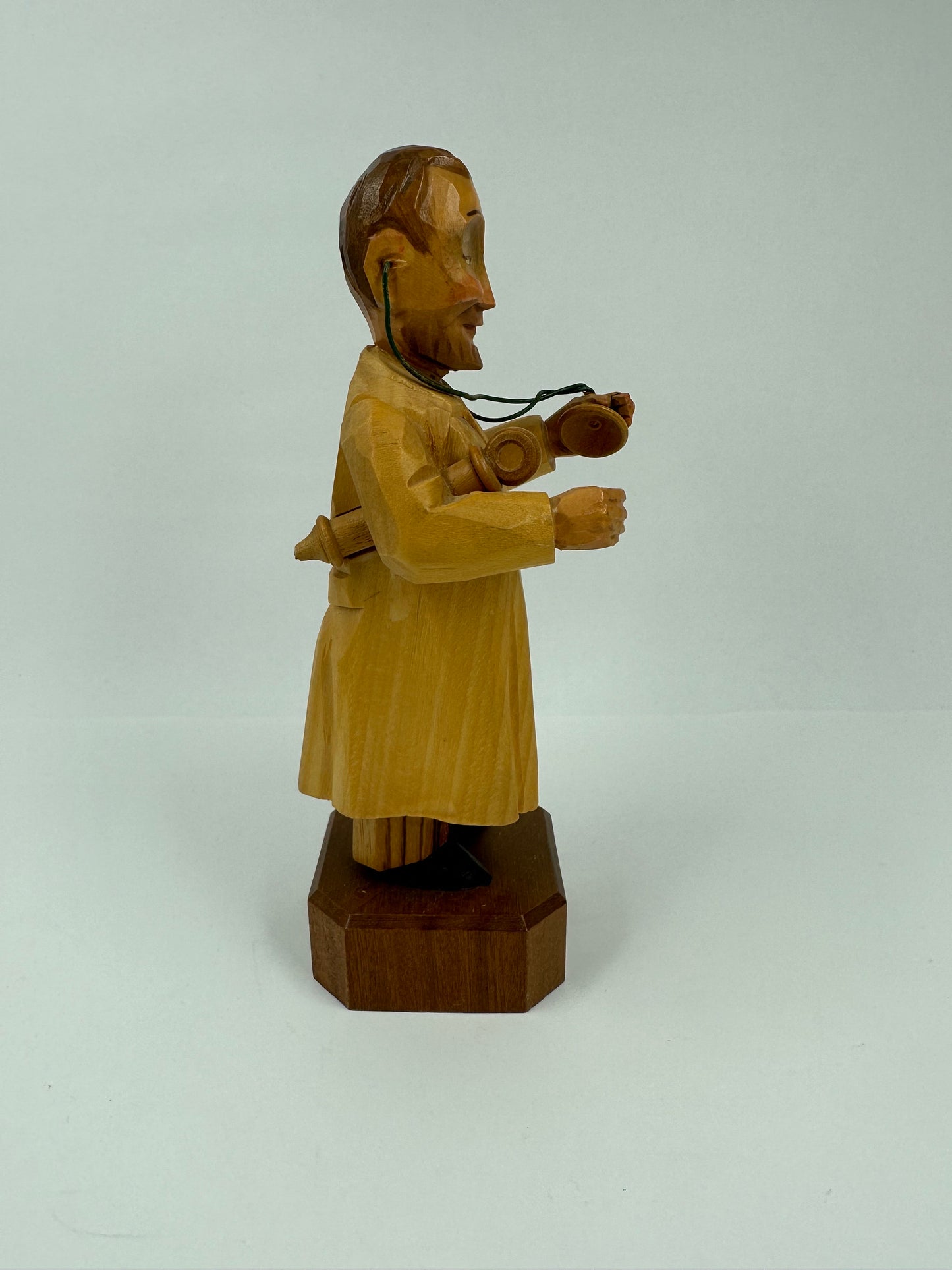 Vintage Hand Carved Wooden Doctor Figurine Made in Italy.