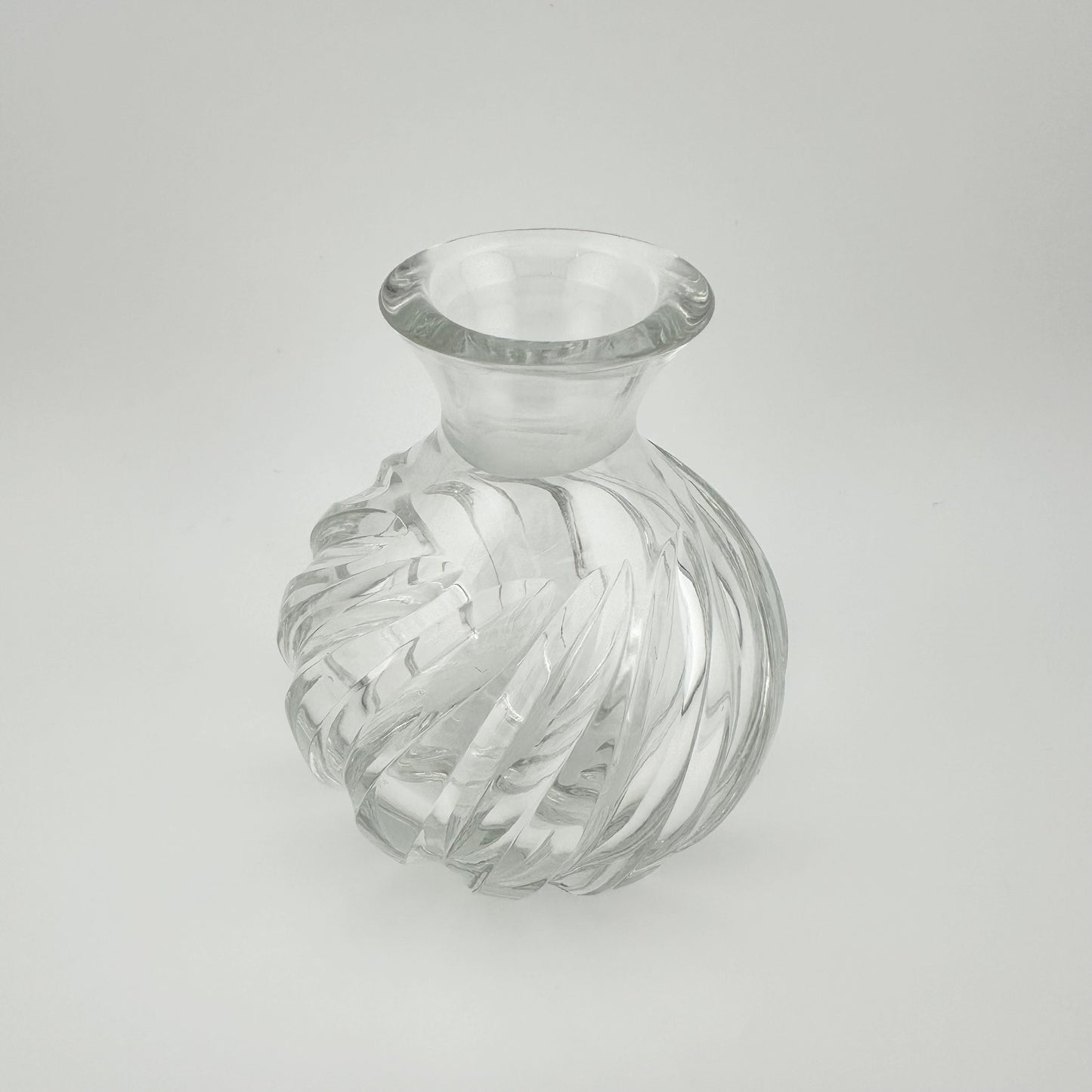 Vintage Perfume Bottle, Clear Ribbed Glass, Round, Pressed Glass, With Stopper.