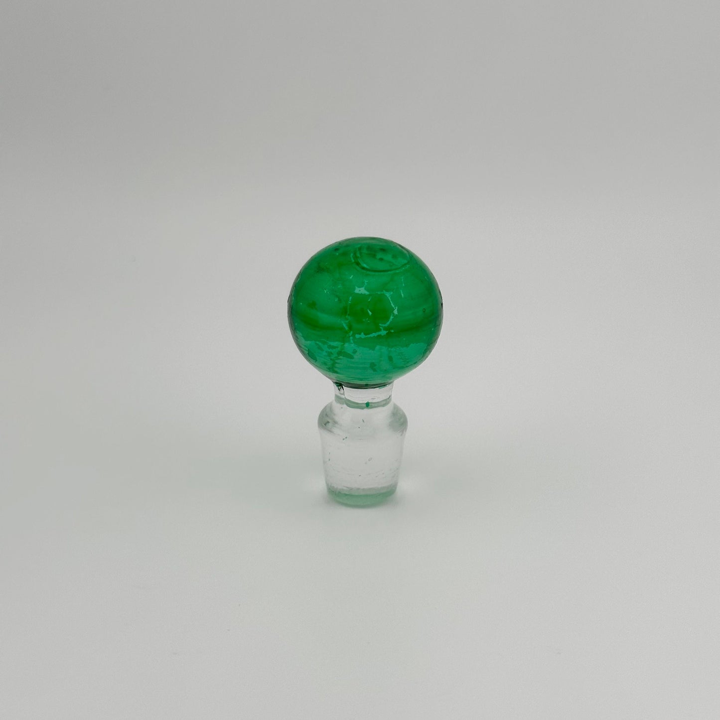 Vintage Perfume Bottle in Emerald Green Crackle Glass