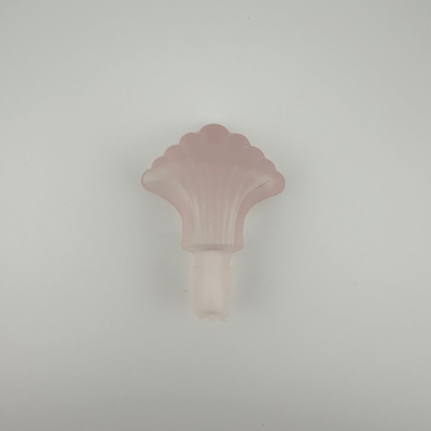 Vintage Perfume Bottle, Pink Frosted Glass, Seashell Style with Pink Fringe.