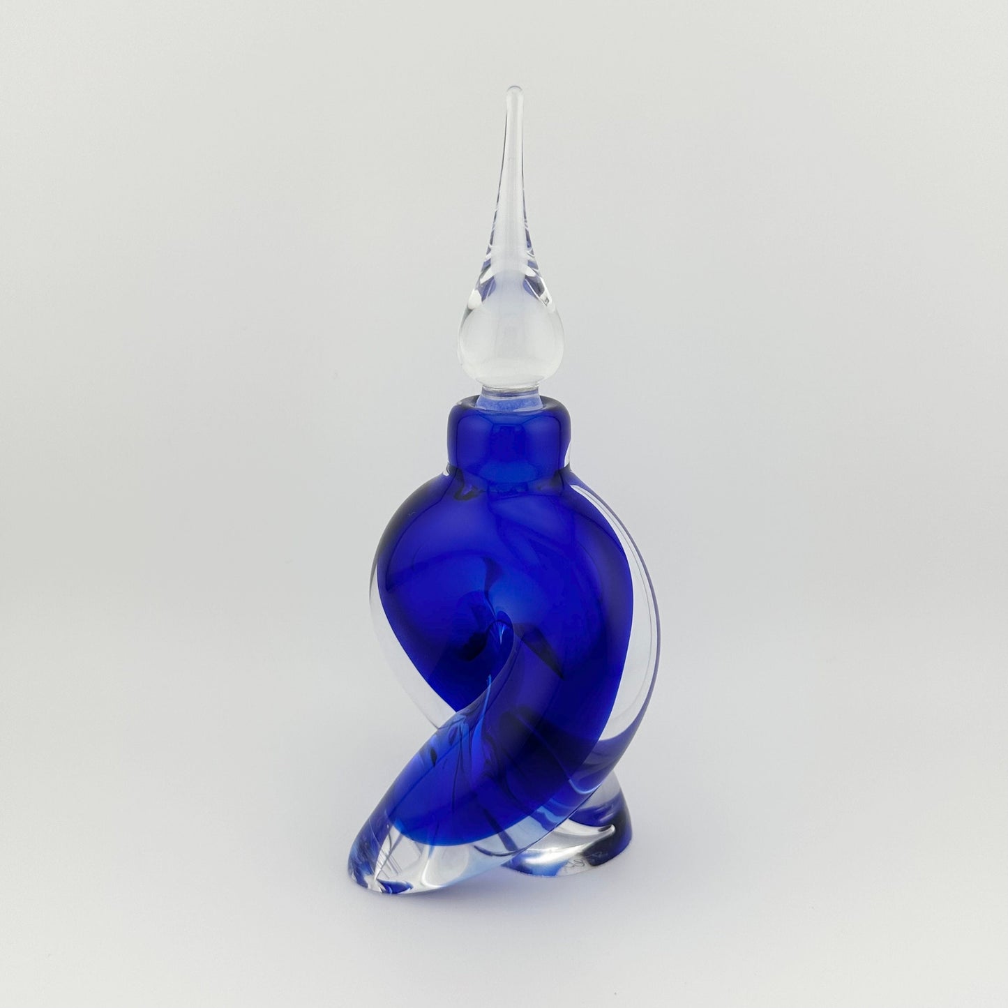 Vintage Perfume Bottle, Blue, Hand Blown Art, Made by Vandermark.